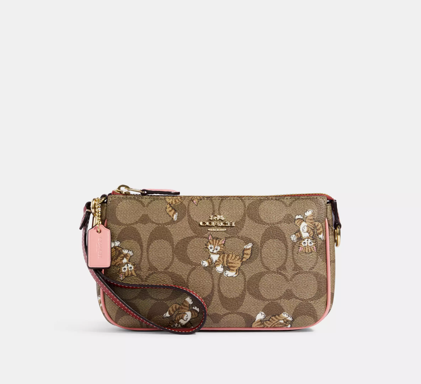 AUTHENTIC/ORIGINAL Coach Nolita 19 In Signature Canvas With Dancing Kitten Print Small Bag Wristlet