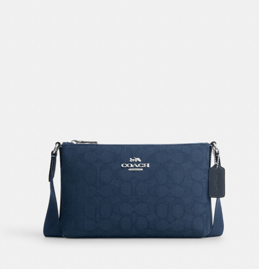 AUTHENTIC/ORIGINAL Coach Pace Slim Crossbody Bag In Signature Jacquard Blue