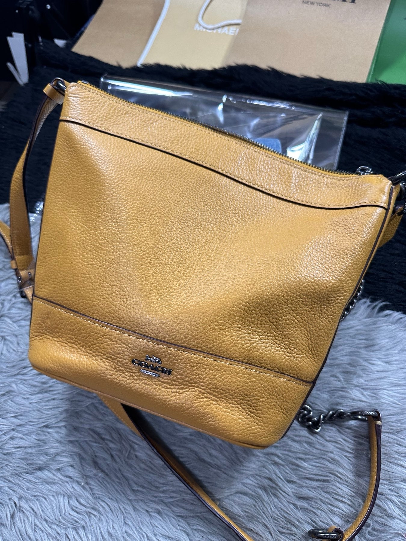 AUTHENTIC/ORIGINAL Preloved Coach Small Paxton Duffle Shoulder Bag Crossbody Bag Mustard Yellow