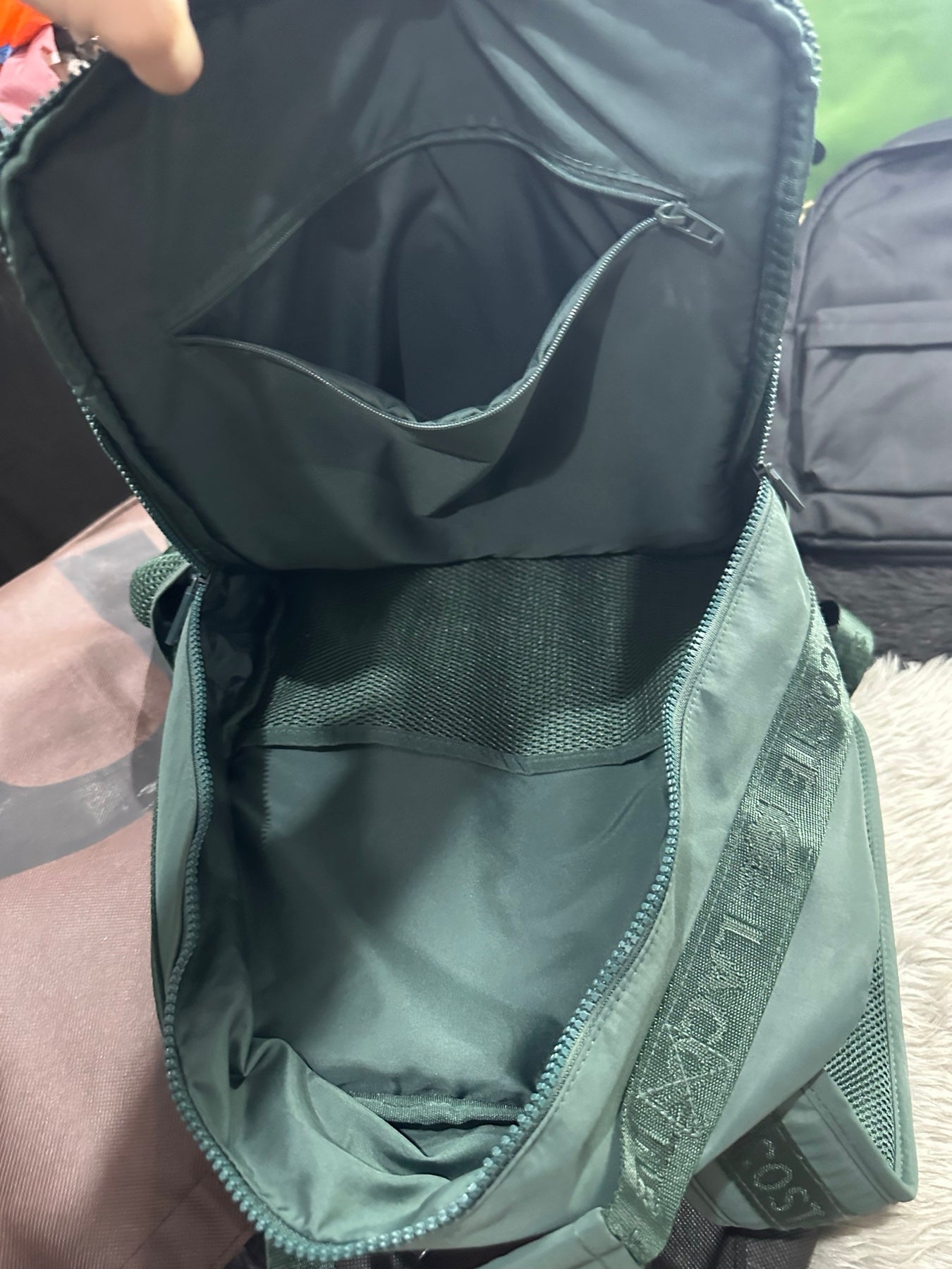 AUTHENTIC/ORIGINAL Preloved Lac0ste Emerald Green Nylon Backpack Bag