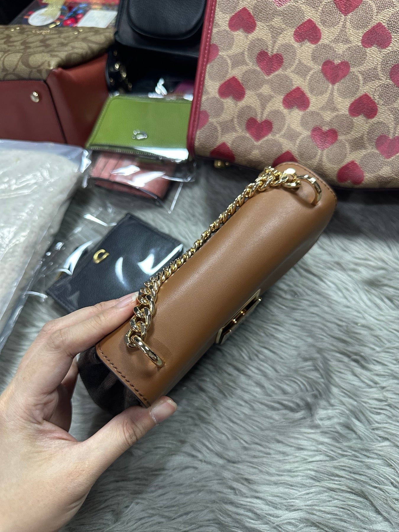 AUTHENTIC/ORIGINAL Preloved MK Lita Small Leather Crossbody Bag Brown