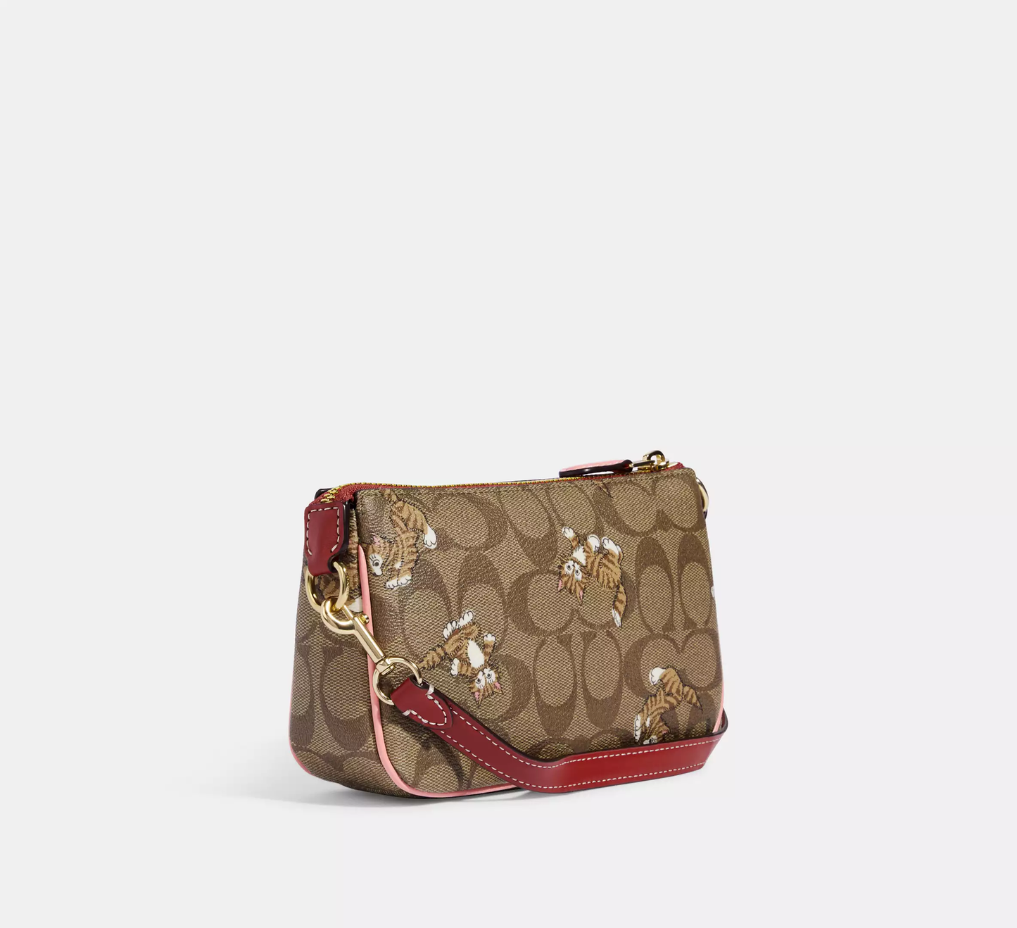 AUTHENTIC/ORIGINAL Coach Nolita 19 In Signature Canvas With Dancing Kitten Print Small Bag Wristlet