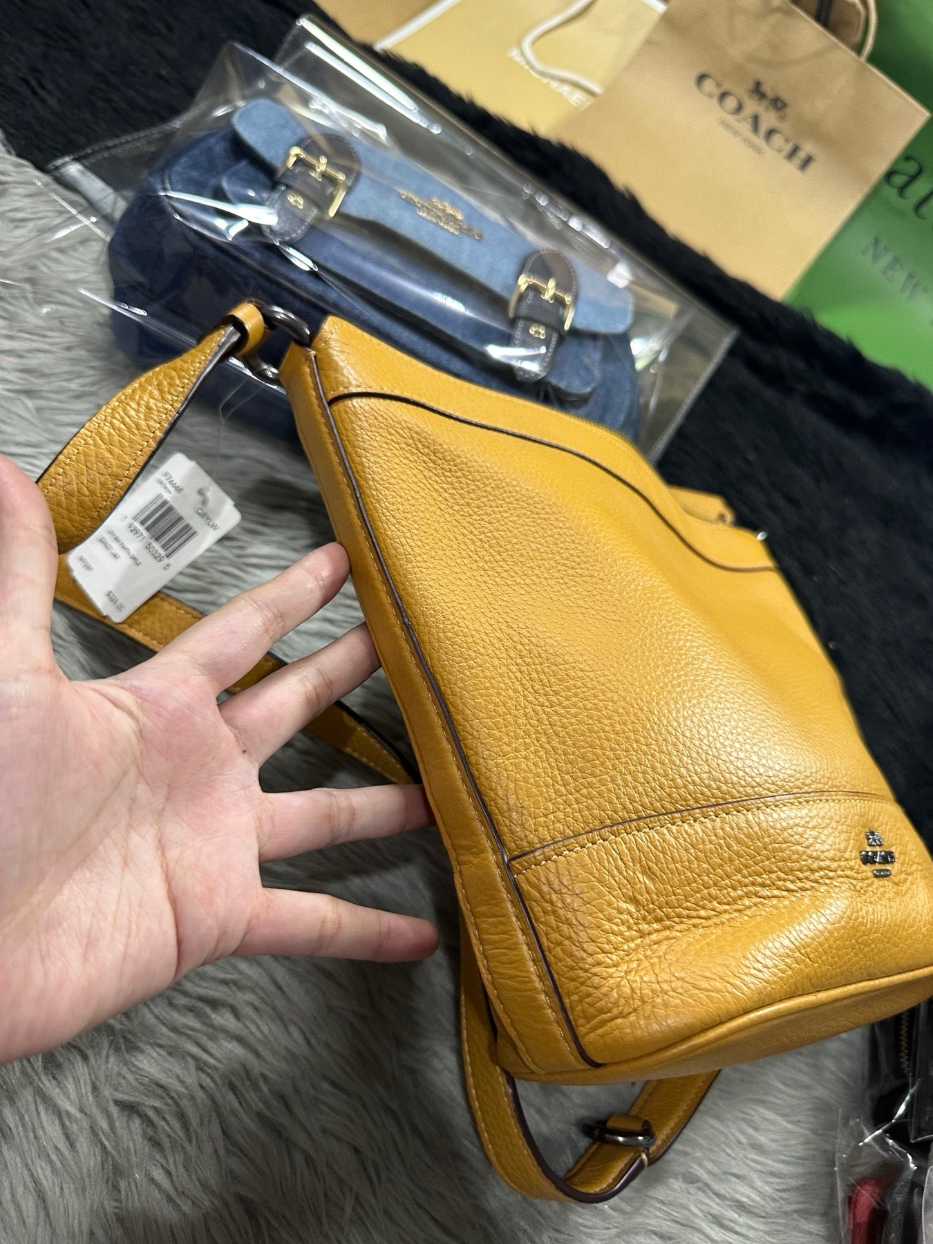 AUTHENTIC/ORIGINAL Preloved Coach Small Paxton Duffle Shoulder Bag Crossbody Bag Mustard Yellow