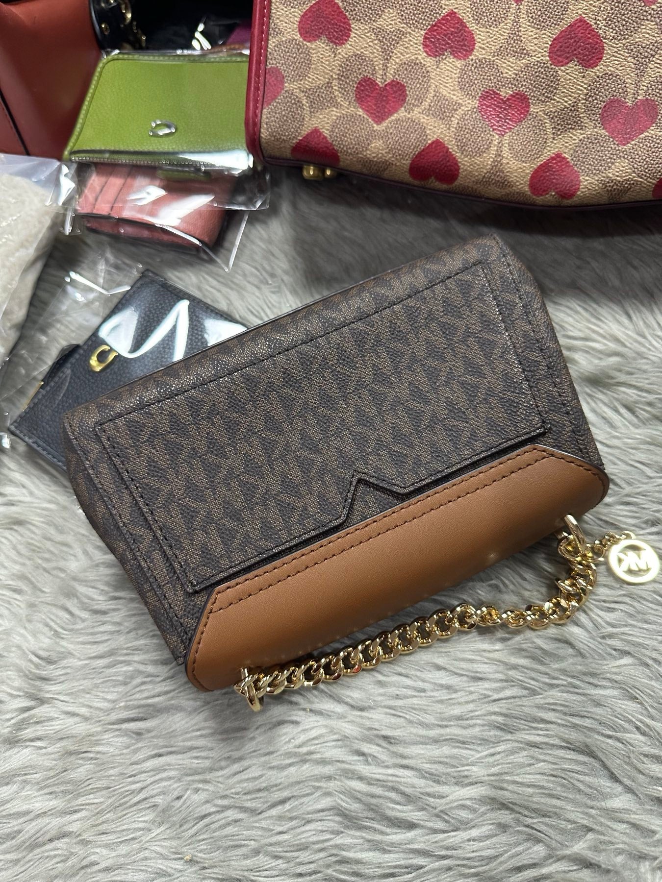 AUTHENTIC/ORIGINAL Preloved MK Lita Small Leather Crossbody Bag Brown