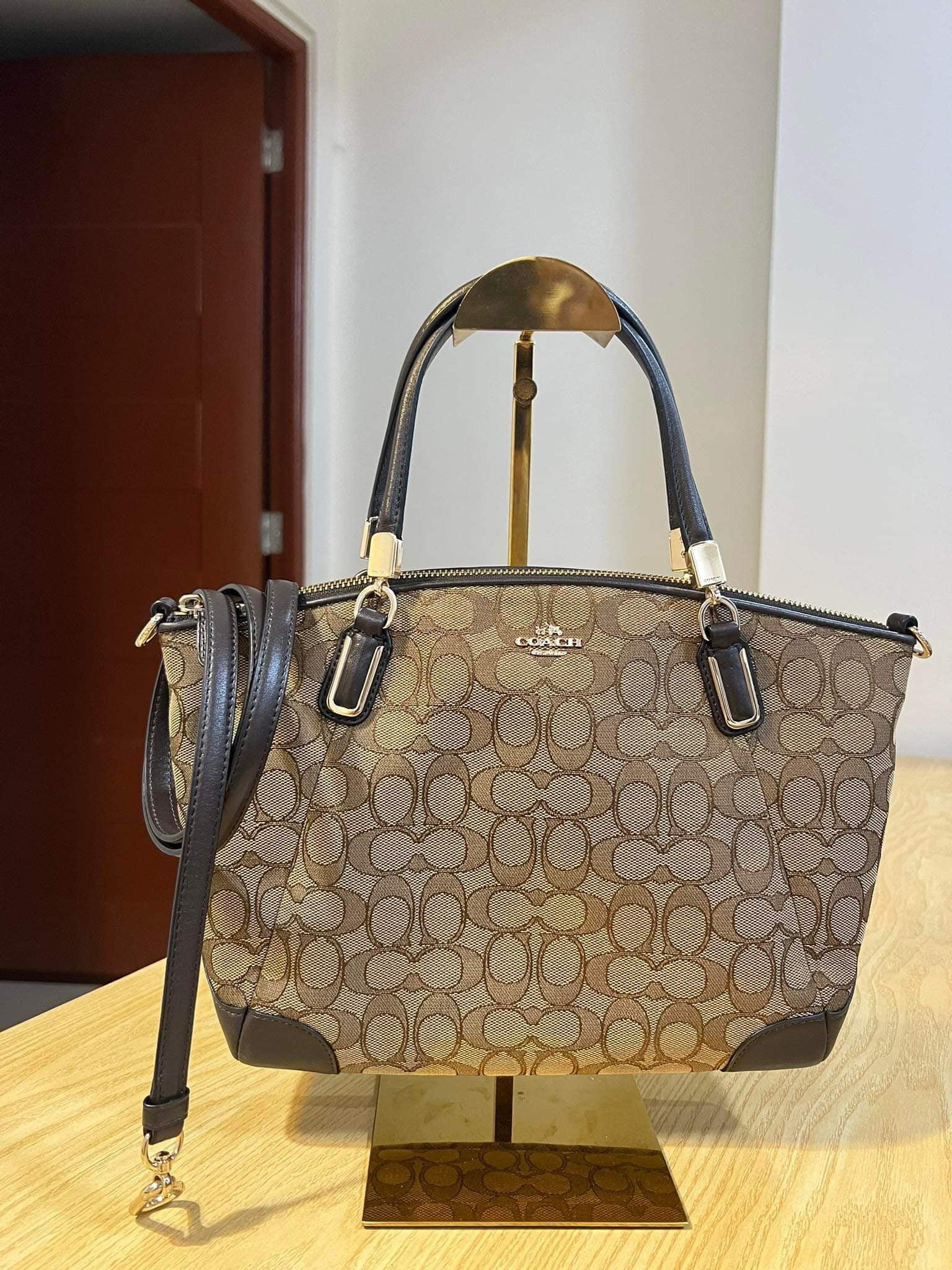 Mini kelsey satchel in signature jacquard sale