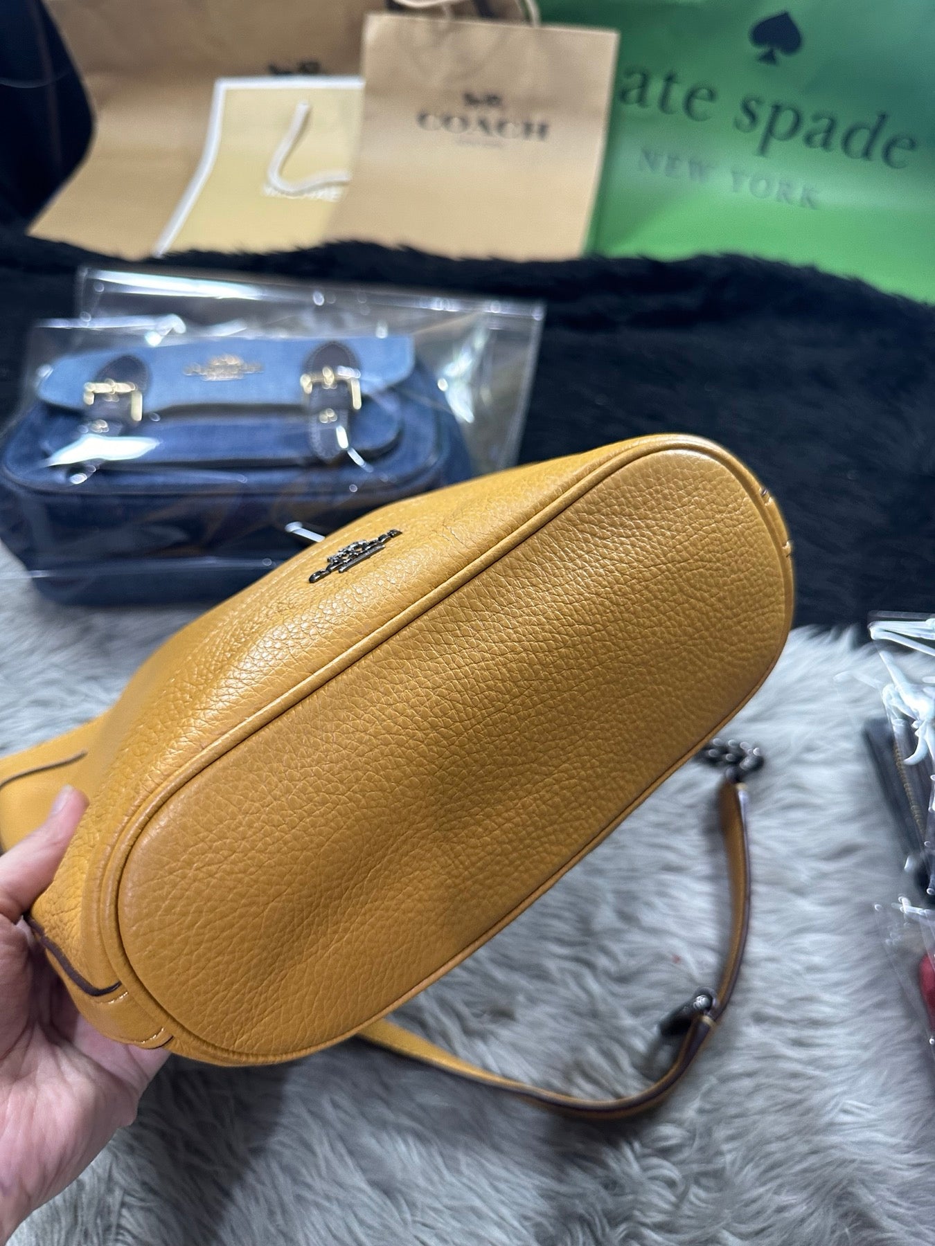 AUTHENTIC/ORIGINAL Preloved Coach Small Paxton Duffle Shoulder Bag Crossbody Bag Mustard Yellow