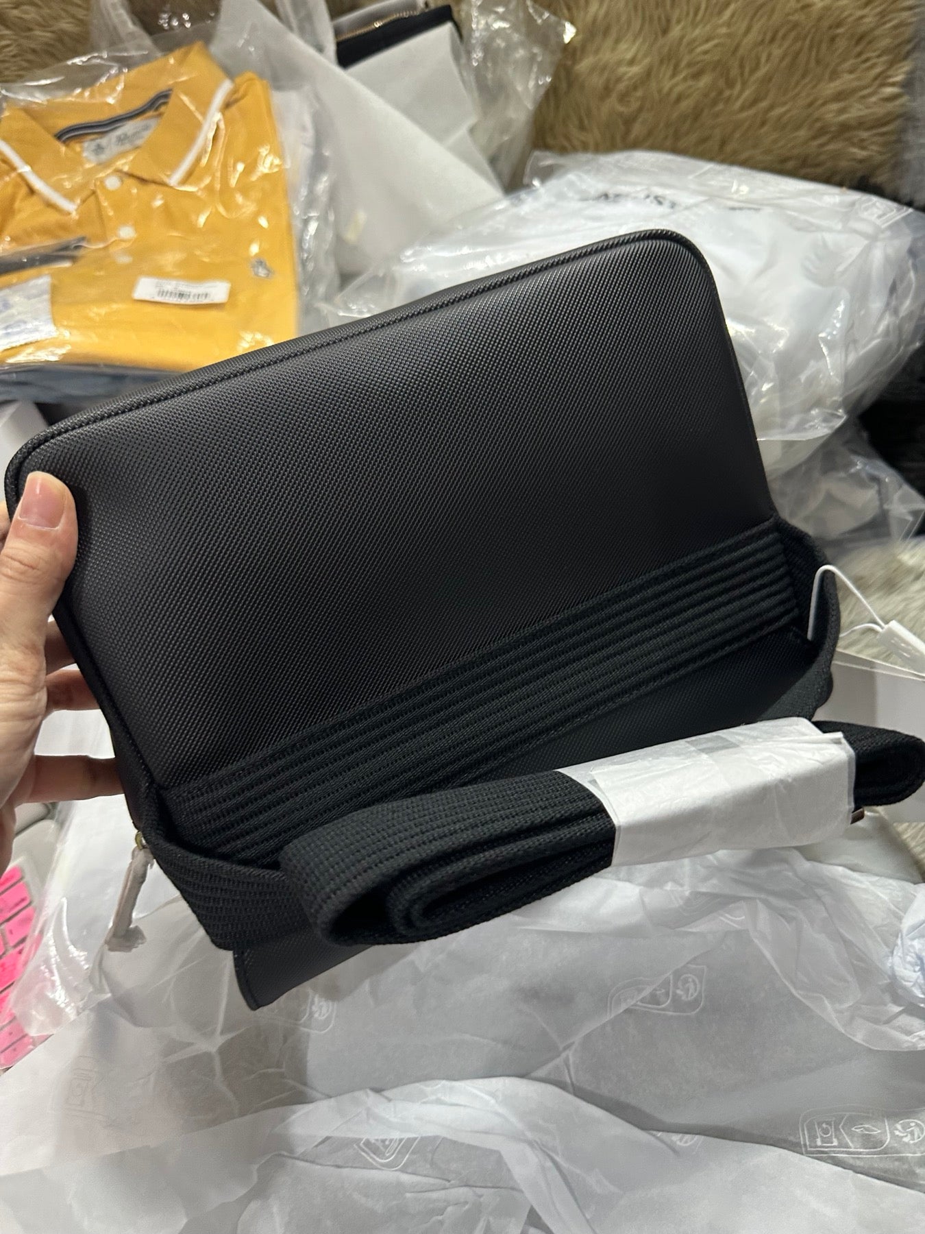 AUTHENTIC/ORIGINAL Lac0st Men's Kome Crossbody Bag Black