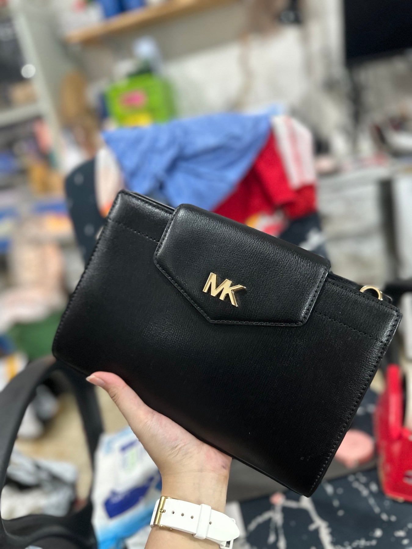 AUTHENTIC/ORIGINAL Preloved MK Mott Large Clutch Crossbody Black Bag