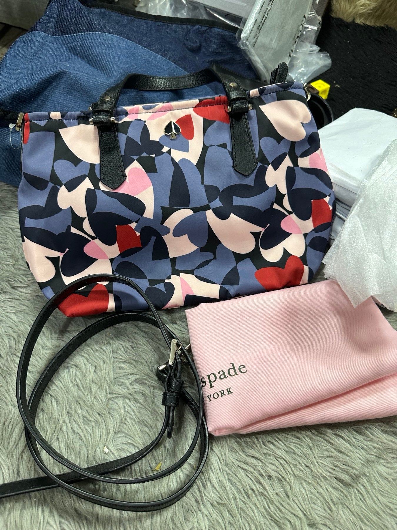 AUTHENTIC/ORIGINAL KateSpade KS Retail Taylor Heart Party Small Crossbody Nylon Tote Bag