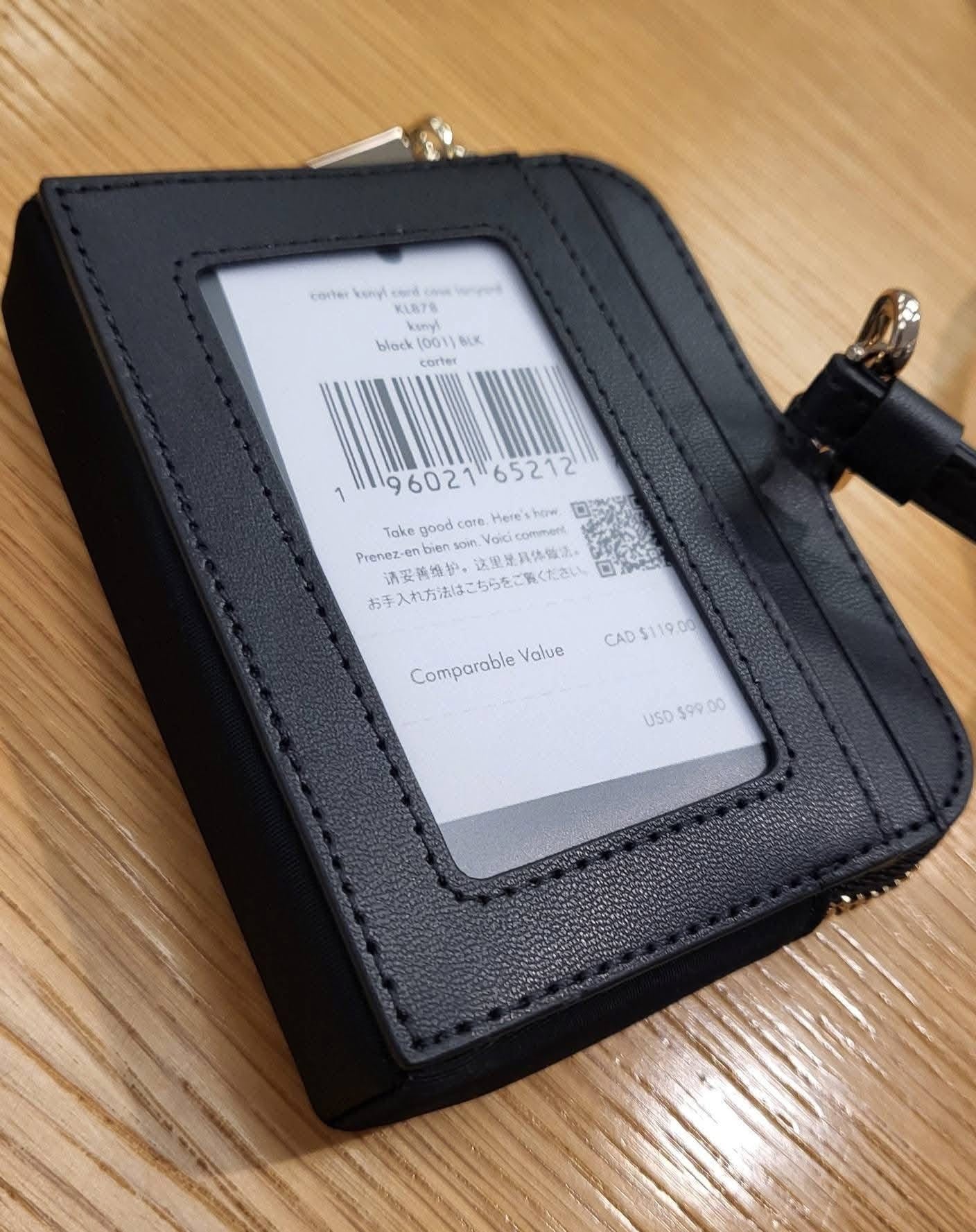 ORIG & IMPORTED KS Chelsea Carter Madison Nylon Card Case Lanyard Wallet in Black Green