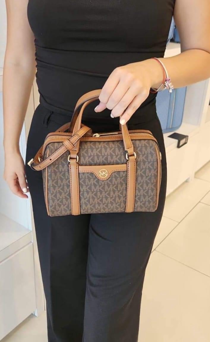 AUTHENTIC/ORIGINAL MK Jet Set Travel Small Duffle Satchel Crossbody Bag in Brown