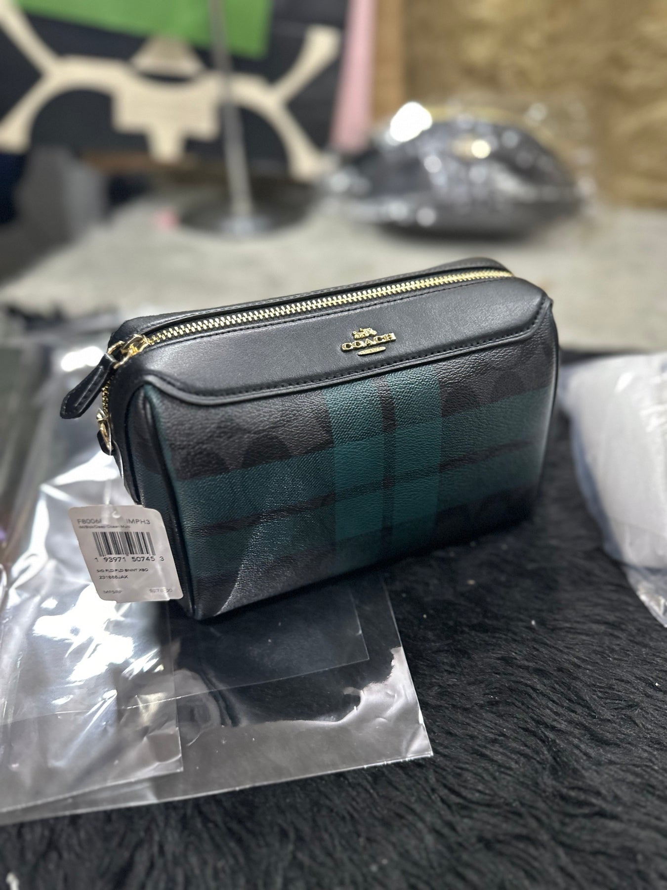 AUTHENTIC/ORIGINAL Coach RARE Mini Bennett Crossbody Plaid Green Small Bag