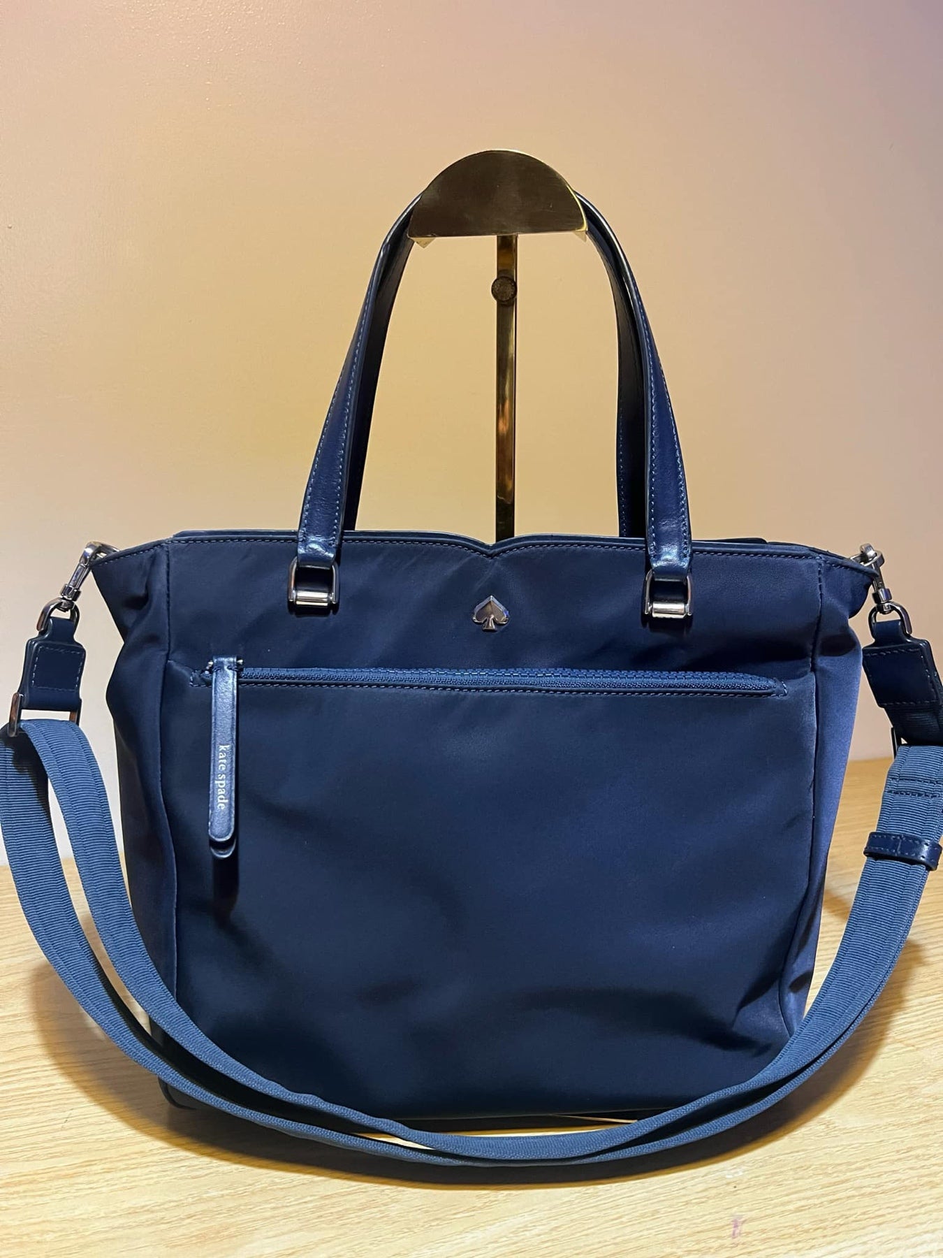 AUTHENTIC/ORIGINAL Preloved KateSpade KS Jae Medium Satchel Nylon Bag in Nightcap Blue