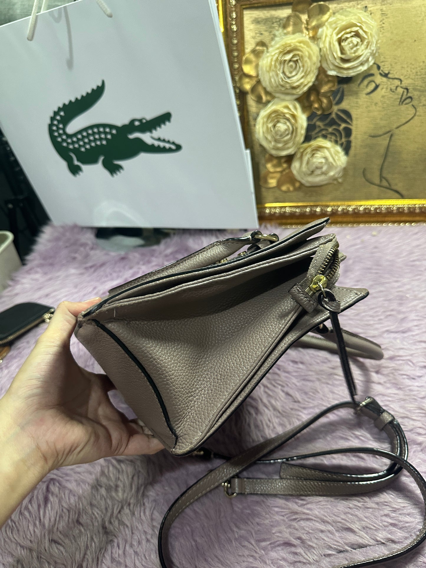 ORIG Preloved KS Lise Mulberry Street Satchel Taupe Medium Bag