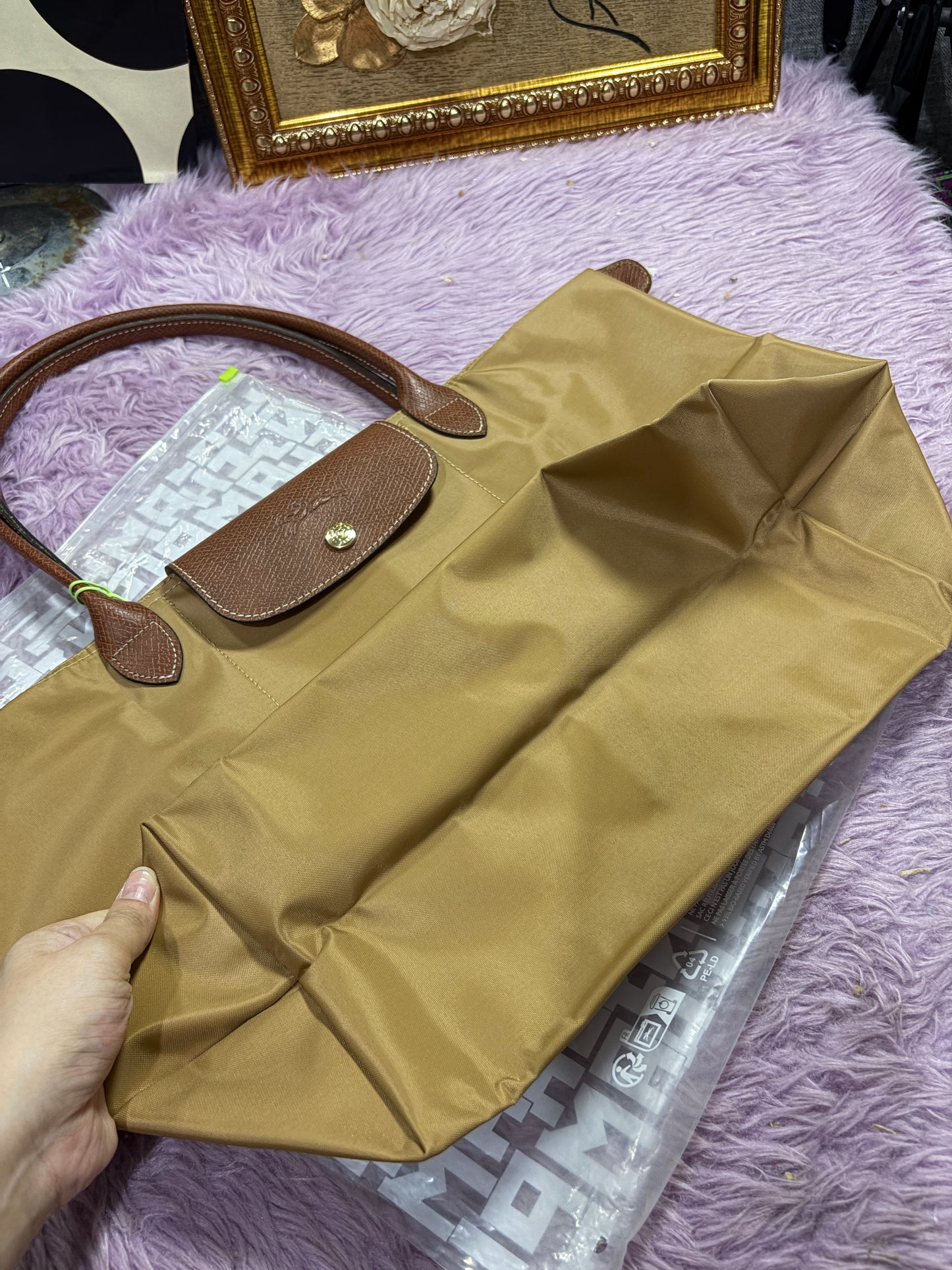 ORIG & IMPORTED Longchamp Le Pliage Original Medium & Large Tote bag BLACK/BROWN/BEIGE