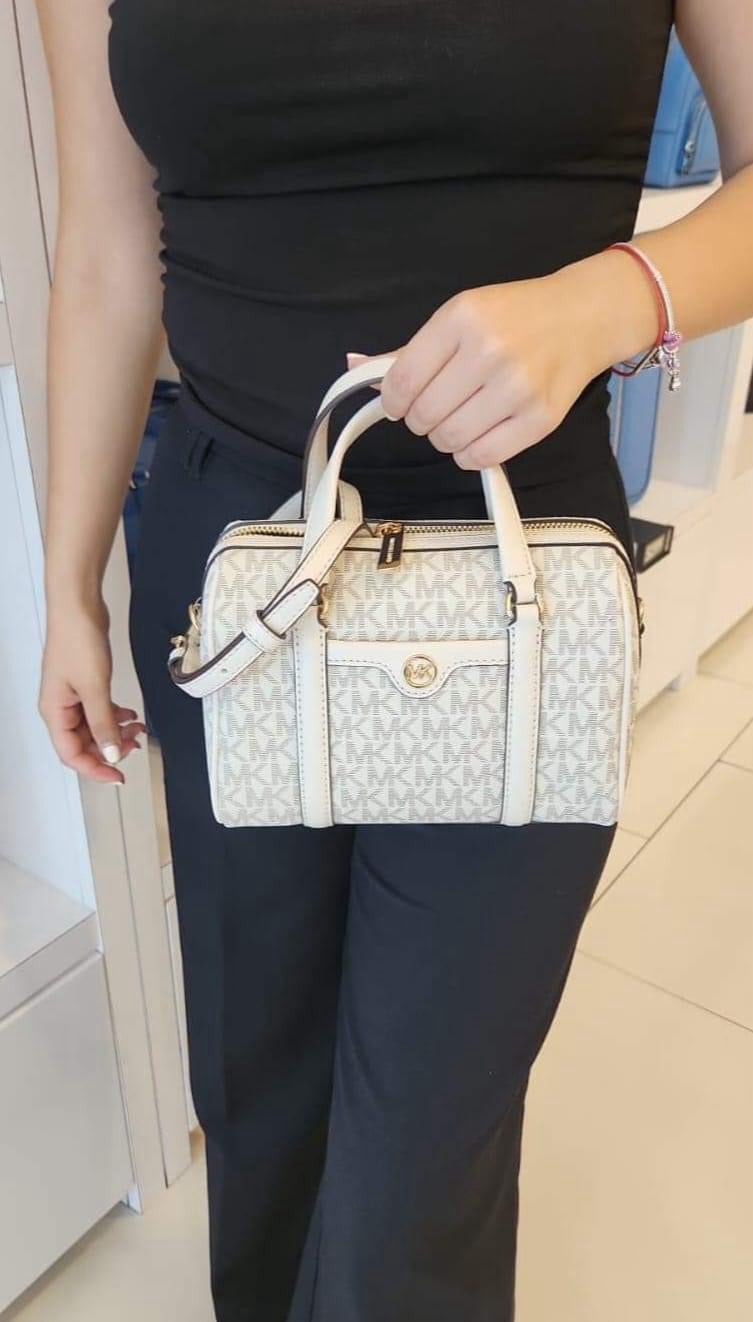 AUTHENTIC/ORIGINAL MK Jet Set Travel Small Duffle Satchel Crossbody Bag in Vanilla White