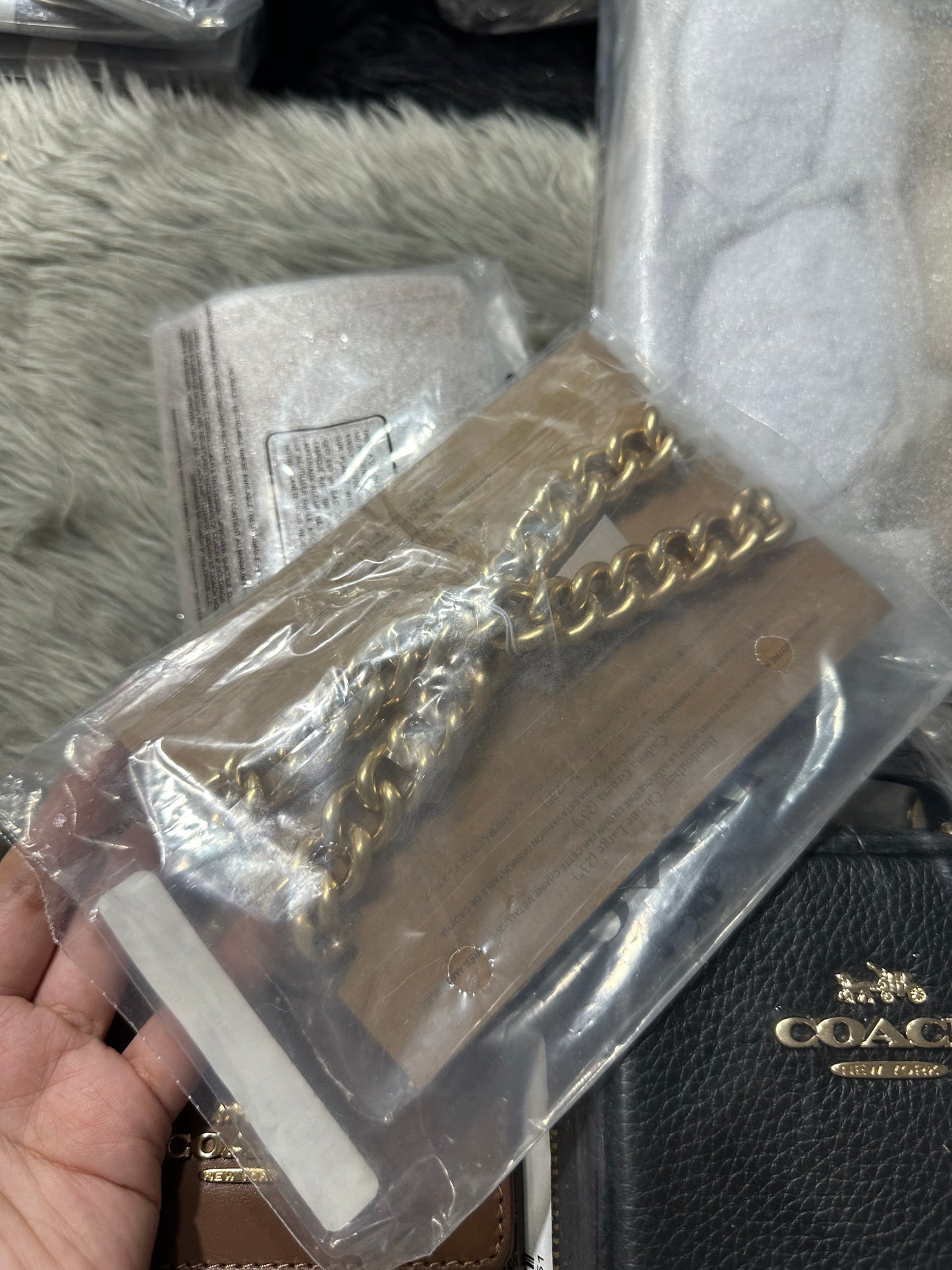 AUTHENTIC/ORIGINAL Coach Chunky Chain Shoulder Bag Strap - Gold