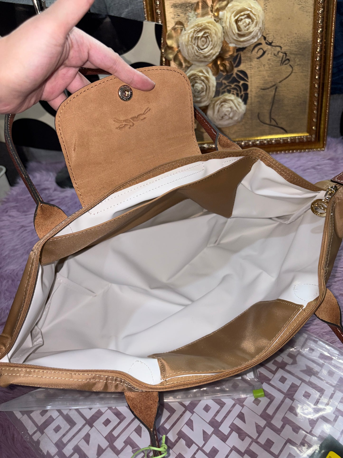ORIG & IMPORTED Longchamp Le Pliage Original Medium & Large Tote bag BLACK/BROWN/BEIGE