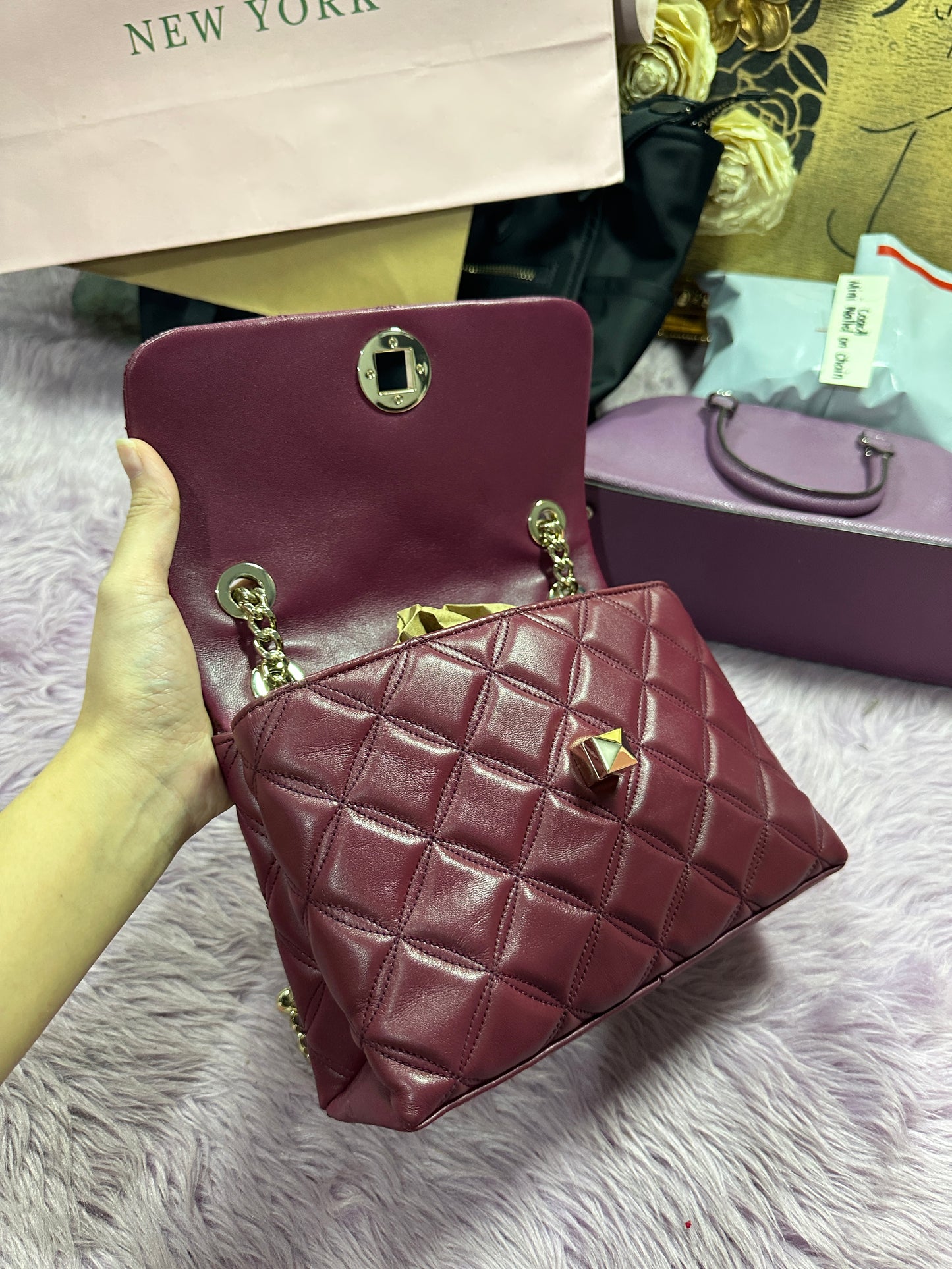 ORIG Preloved KS Natalia Small & Medium Flap Shoulder Bag in Cherrywood Red Bag