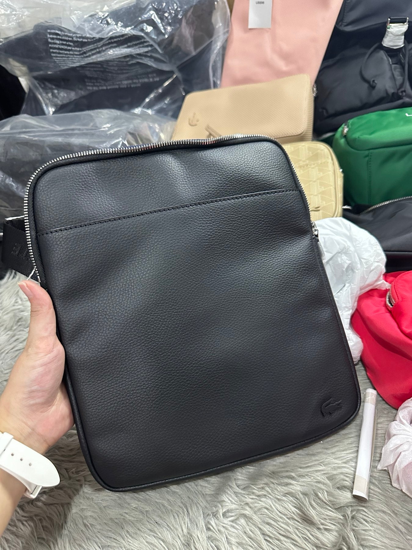 Shoulder Bag Sacoche Gael Lacoste Men's Lacoste Coated Canvas