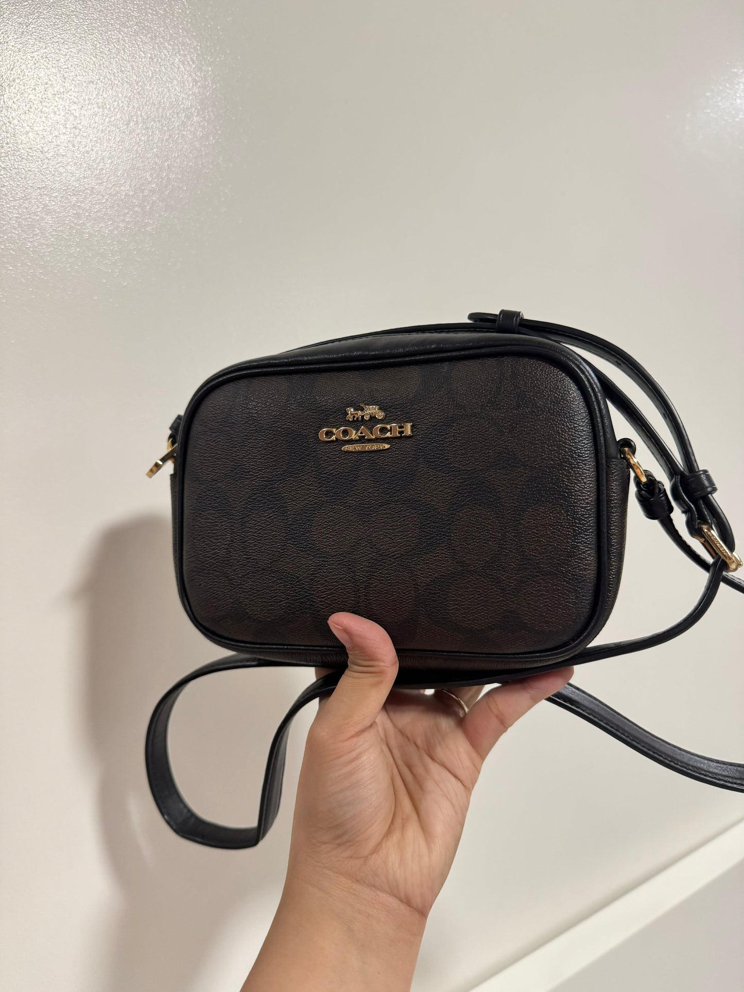 ORIG Preloved CCH Mini Jamie Camera Brown Bag In Signature Canvas