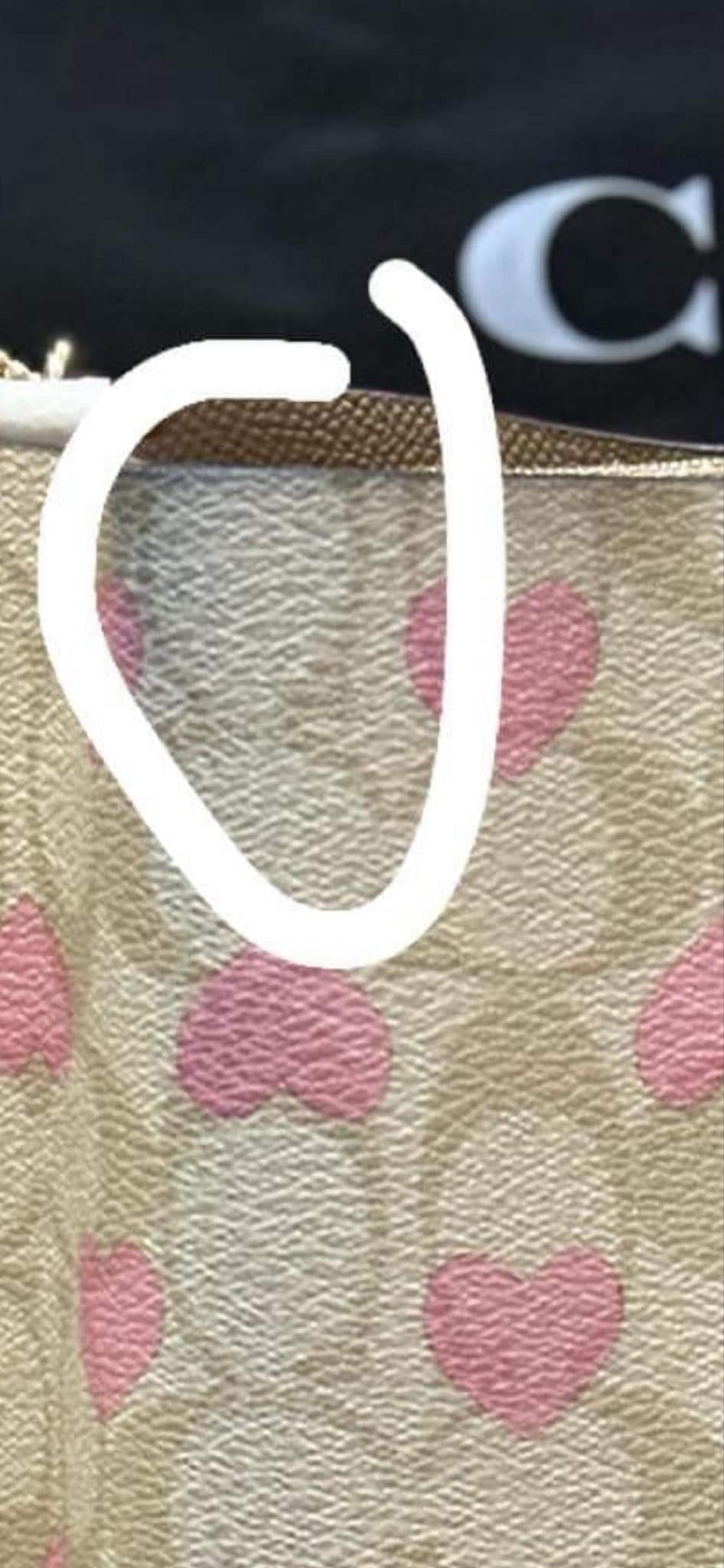 AUTHENTIC/ORIGINAL Preloved Coach Mollie Bucket Bag 22 In Signature Canvas With Heart Print Bag