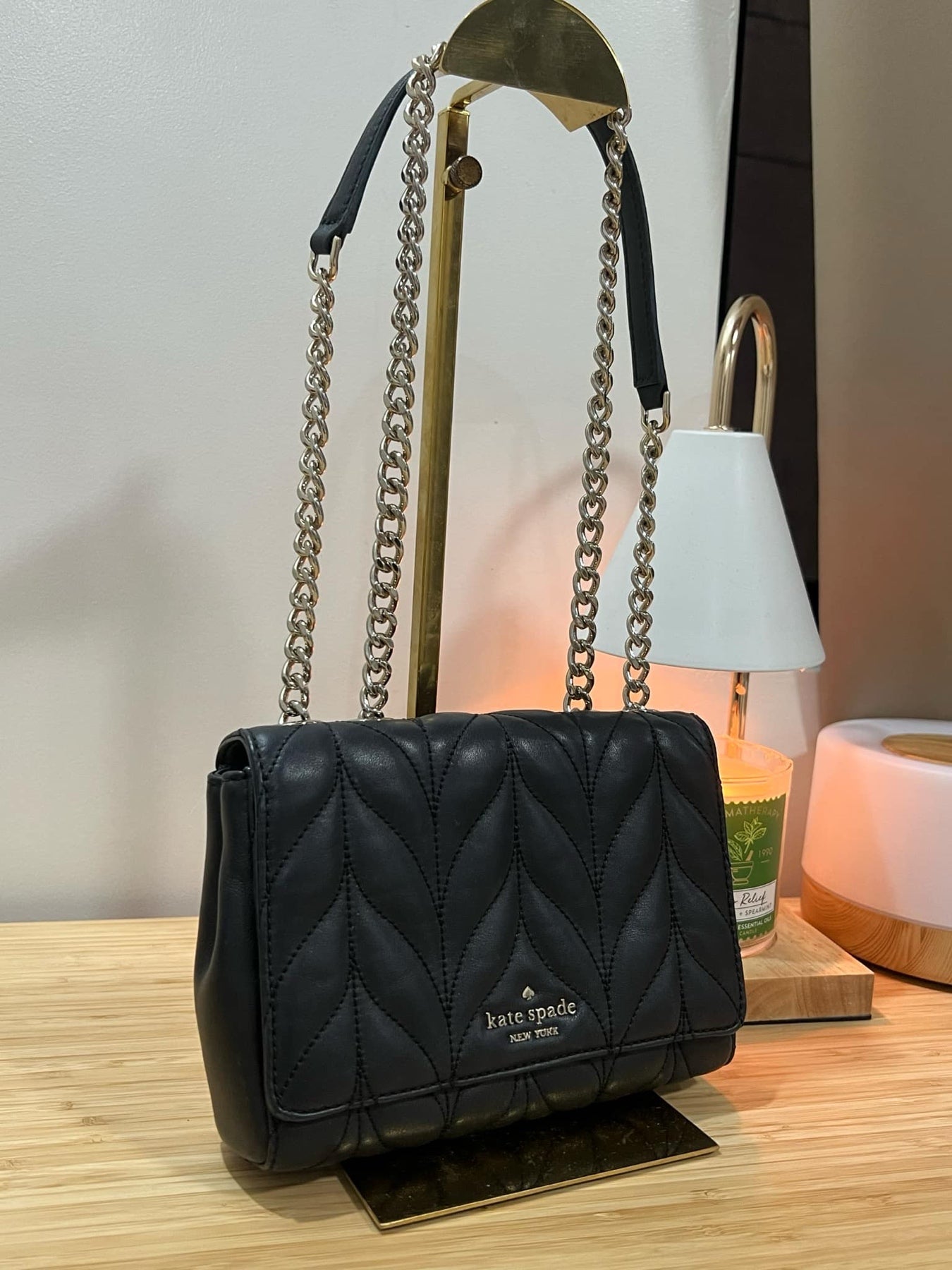 AUTHENTIC/ORIGINAL Preloved KateSpade KS Briar Lane Quilted Mini Emelyn Small Black Bag