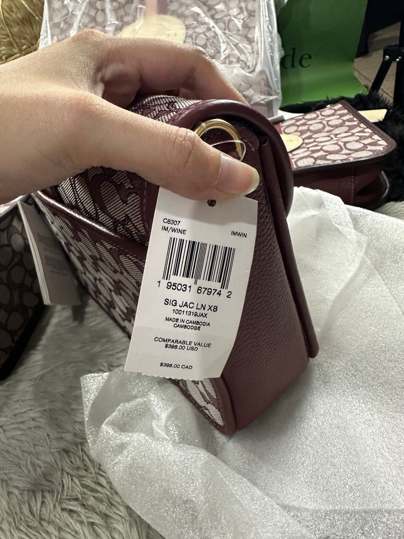 AUTHENTIC/ORIGINAL Coach Lonnie Crossbody Bag In Signature Jacquard Maroon Red