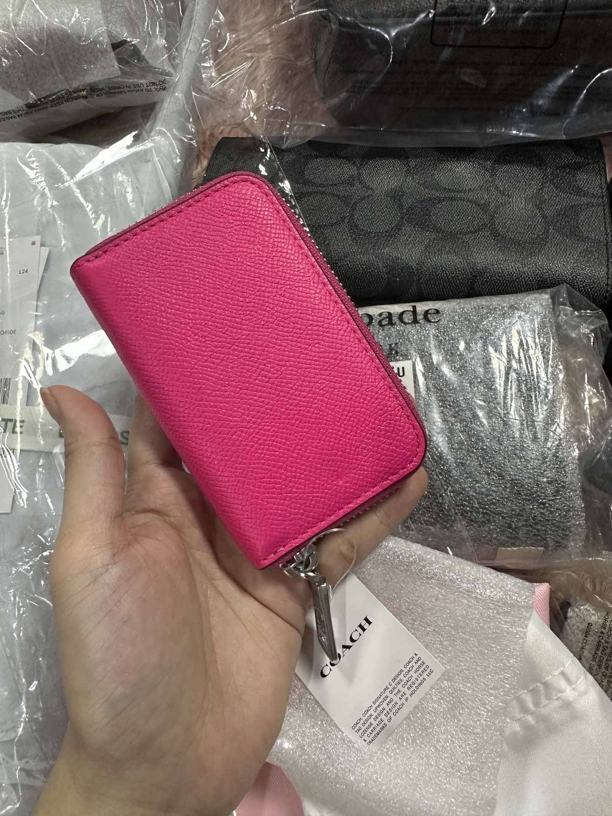 ORIG & IMPORTED Coach Essential Small Zip Around Card Case Wallet in Pink / Blue