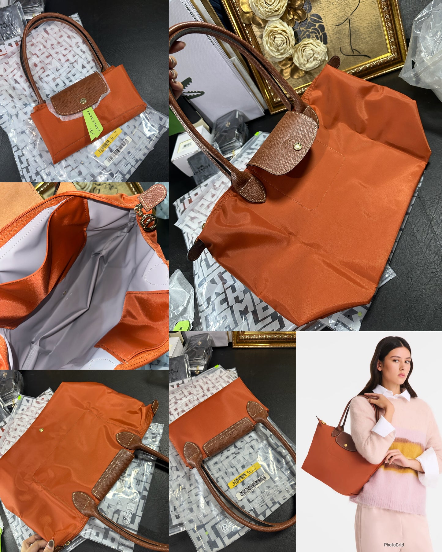 ORIG & IMPORTED Longchamp LC Le Pliage Medium Long Handle Nylon Tote Bag