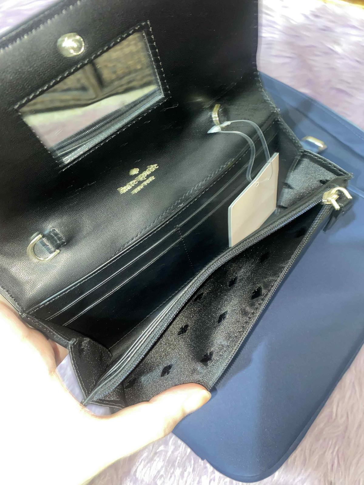 ORIG Preloved KateSpade KS Briar Lane Quilted Black Leather Chain Black Long Wallet