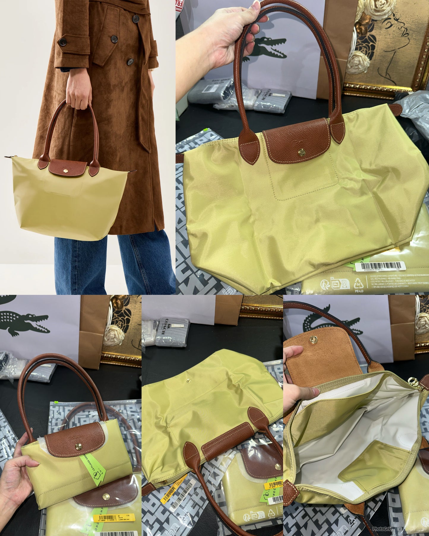 ORIG & IMPORTED Longchamp LC Le Pliage Medium Long Handle Nylon Tote Bag