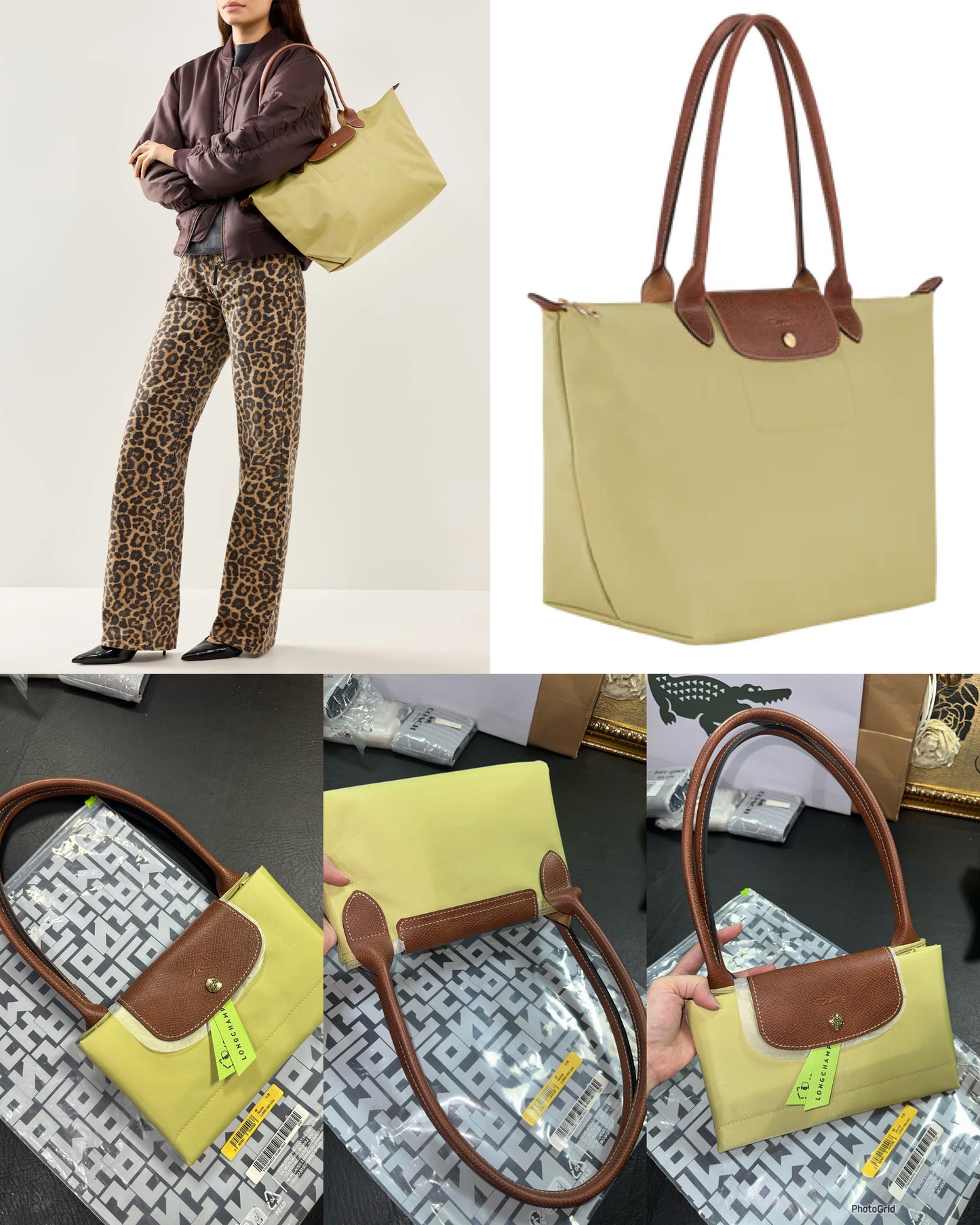 ORIG & IMPORTED Longchamp LC Le Pliage Large Long Handle Nylon Tote Bag