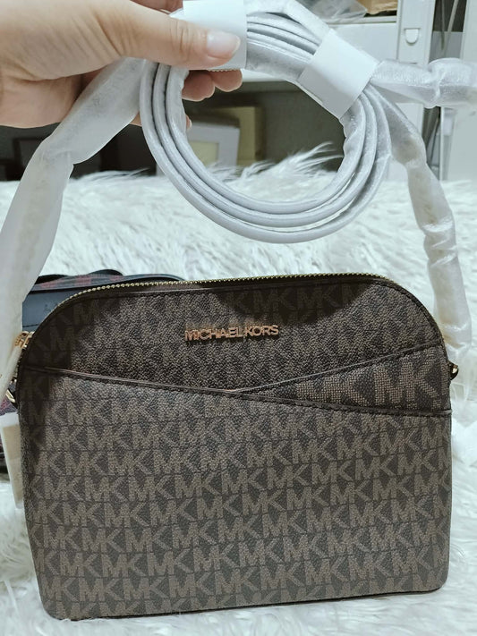 ORIG & IMPORTED MK Jet Set Travel Medium Dome Crossbody Bag Brown