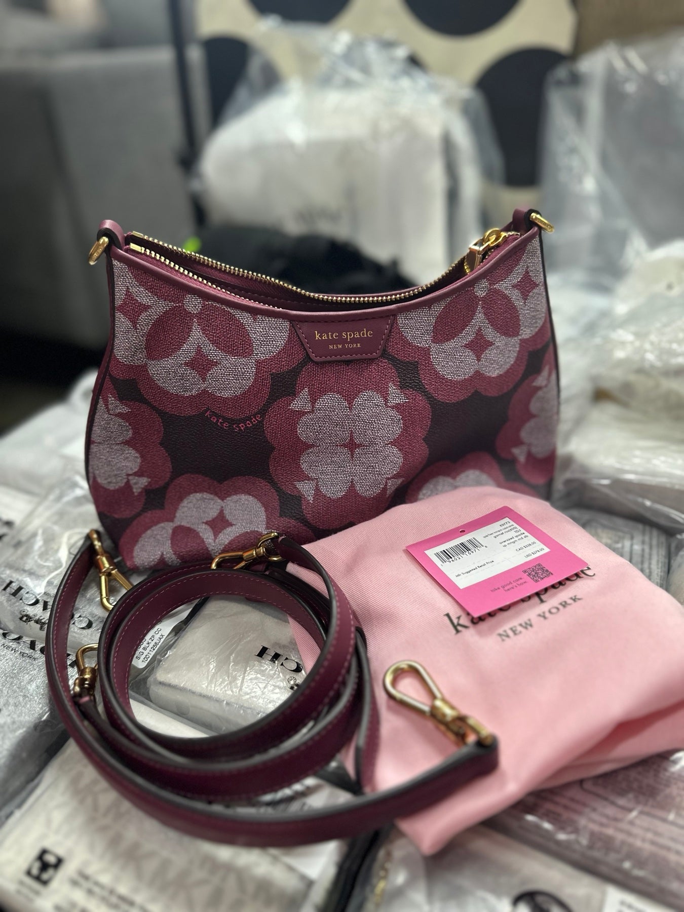 AUTHENTIC/ORIGINAL Preloved KateSpade KS Reece Small Shoulder Bag Garnet Rose Pink