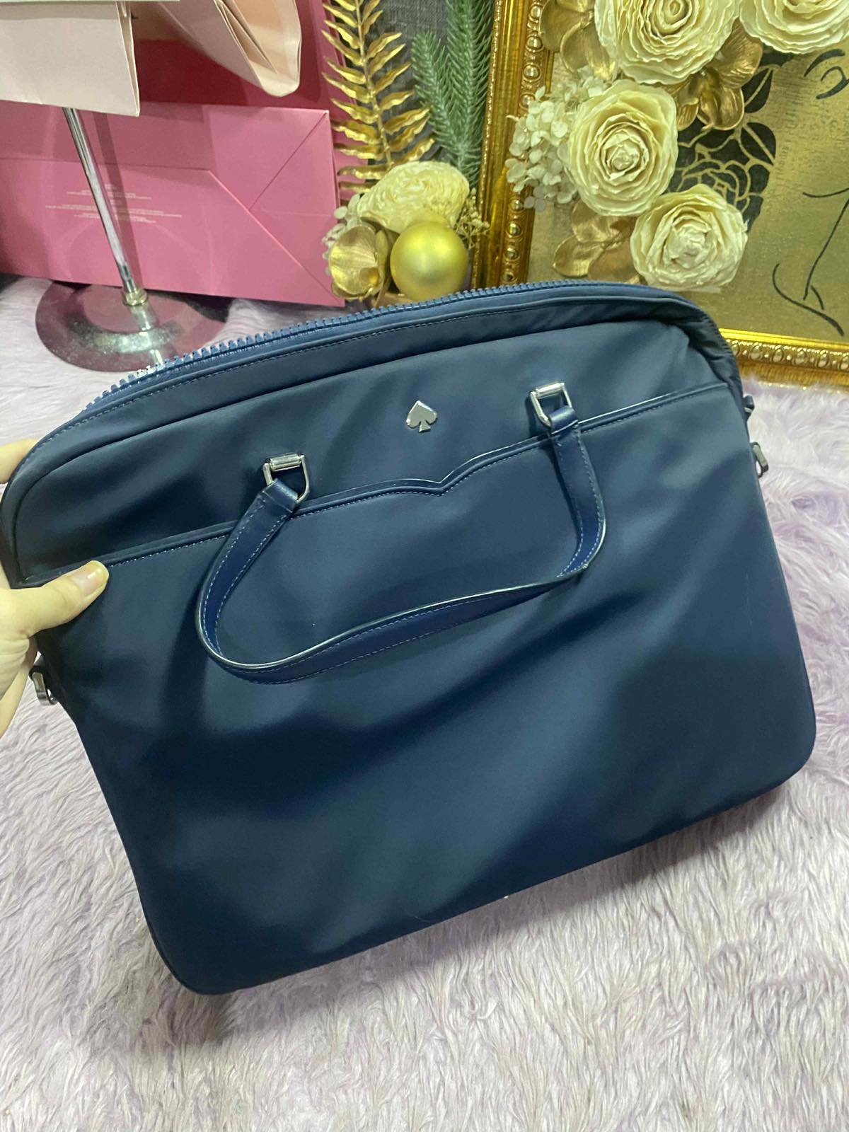 ORIG Preloved KateSpade KS Jae Laptop Nylon Blue Bag