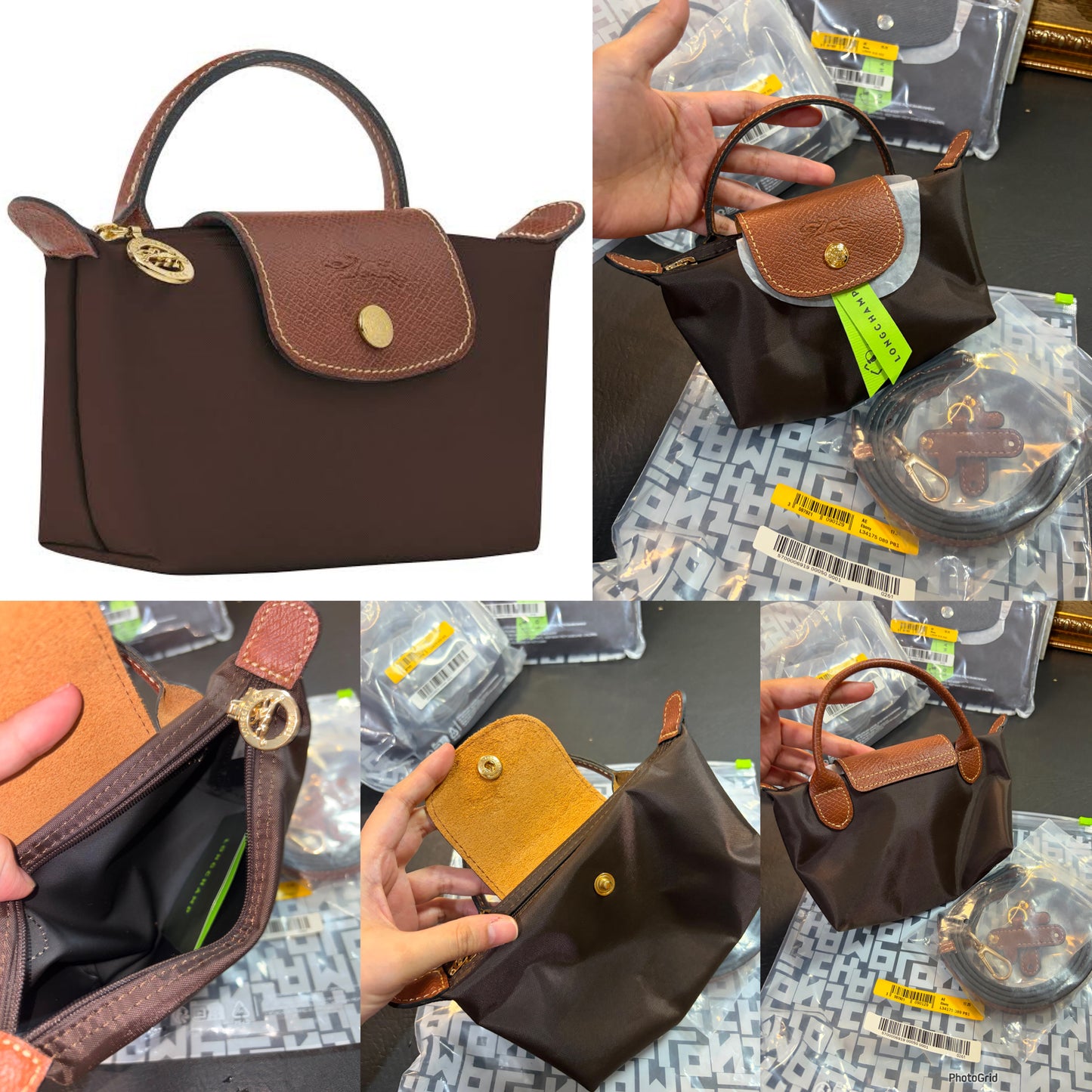 ORIG & IMPORTED EBONY BROWN Longchamp LC Le Pliage Nylon Tote Bag