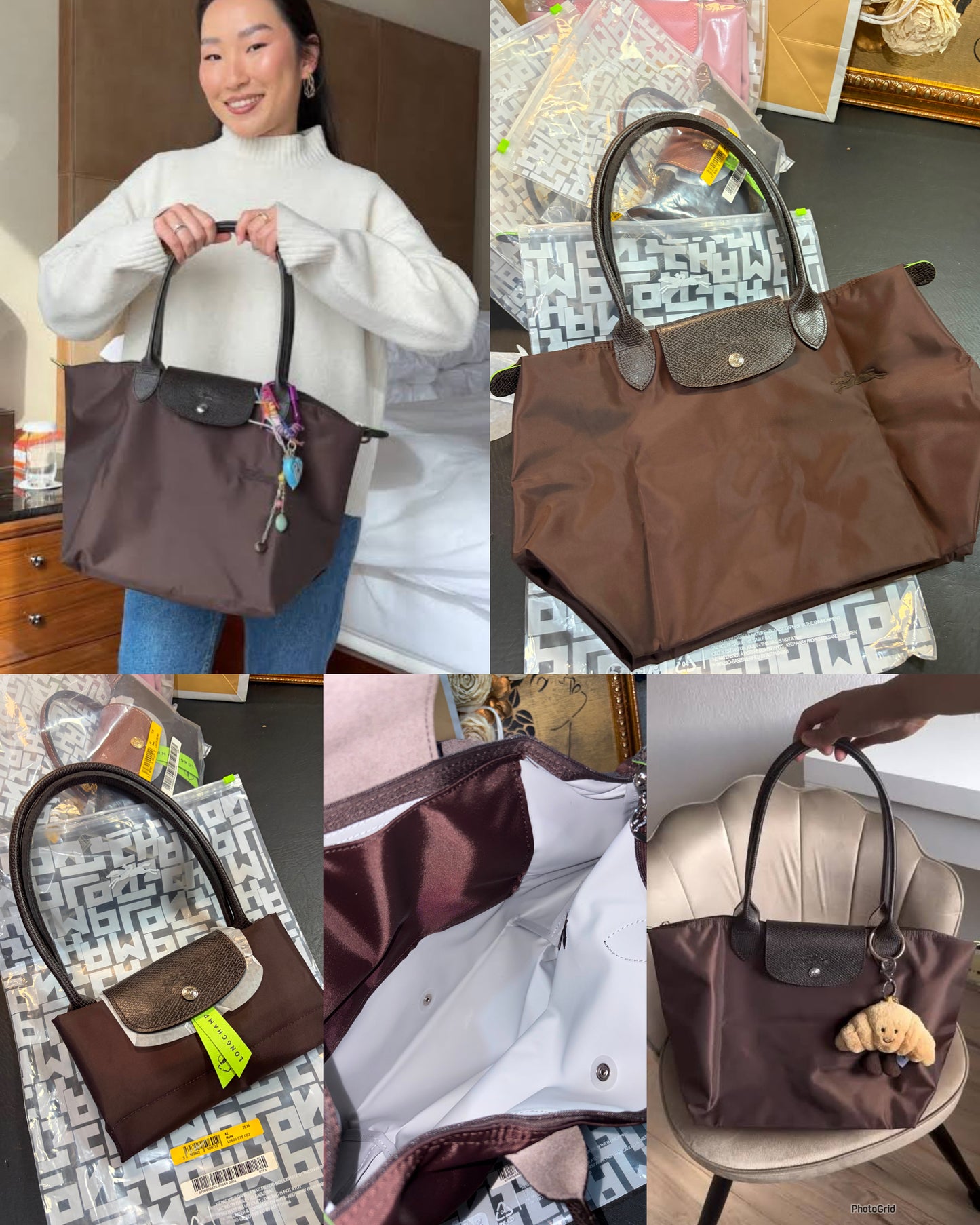ORIG & IMPORTED Longchamp LC Le Pliage Medium Long Handle Nylon Tote Bag