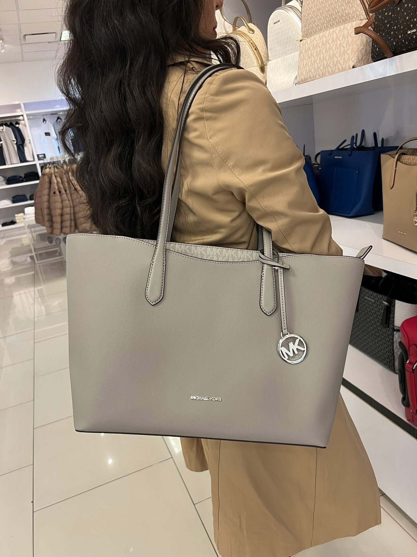 ORIG & IMPORTED MK Arden Large Top-Zip Tote Beige/Gray/Camel Bag