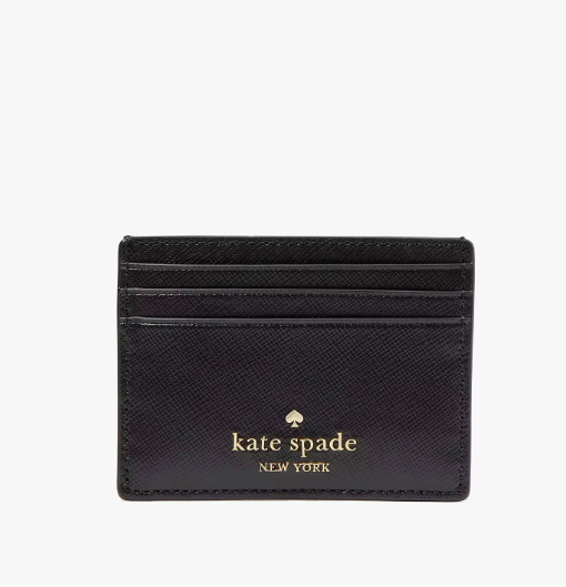 AUTHENTIC/ORIGINAL KateSpade KS Madison Small Slim Card Holder Wallet Black & Beige