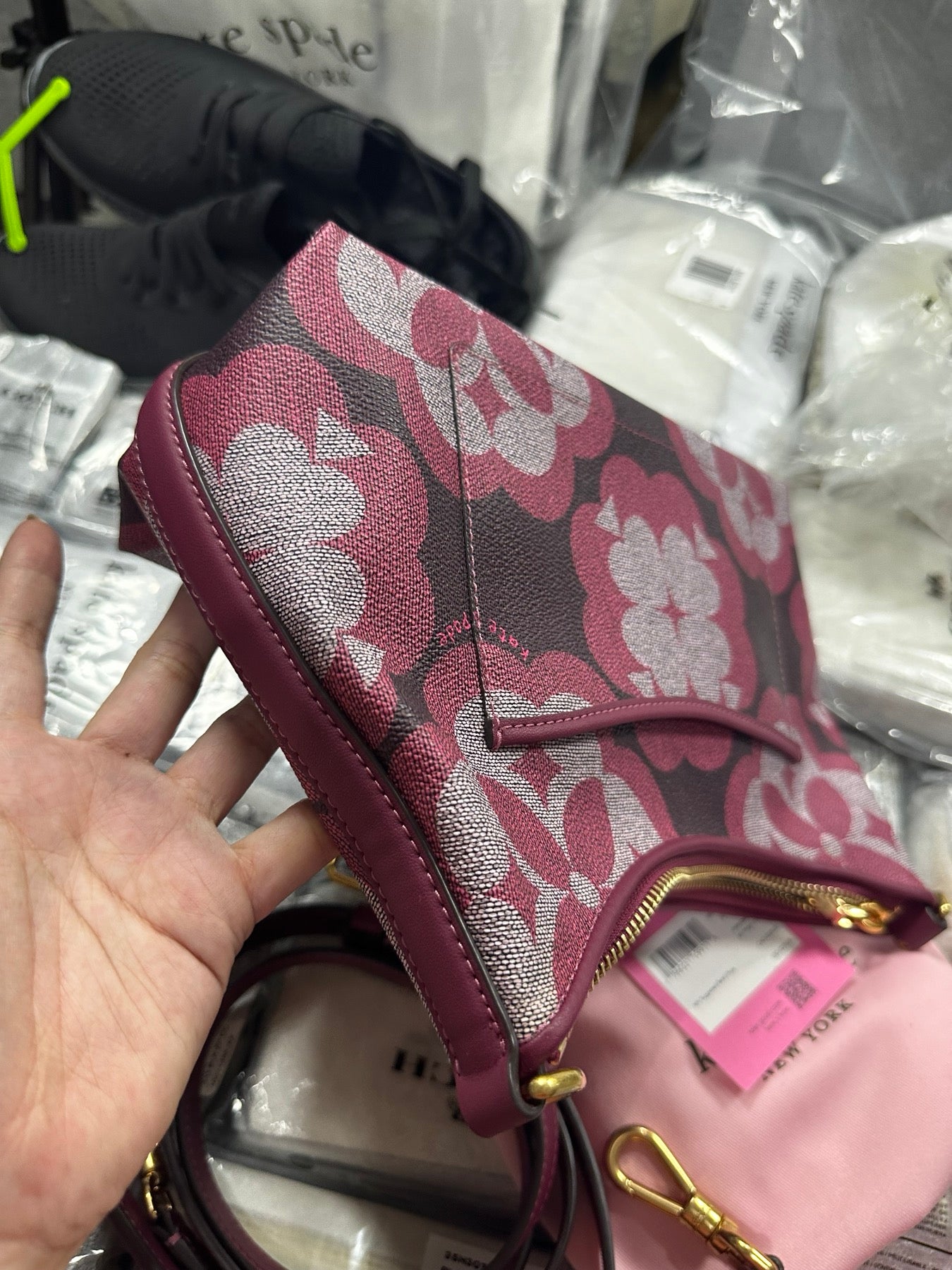 AUTHENTIC/ORIGINAL Preloved KateSpade KS Reece Small Shoulder Bag Garnet Rose Pink