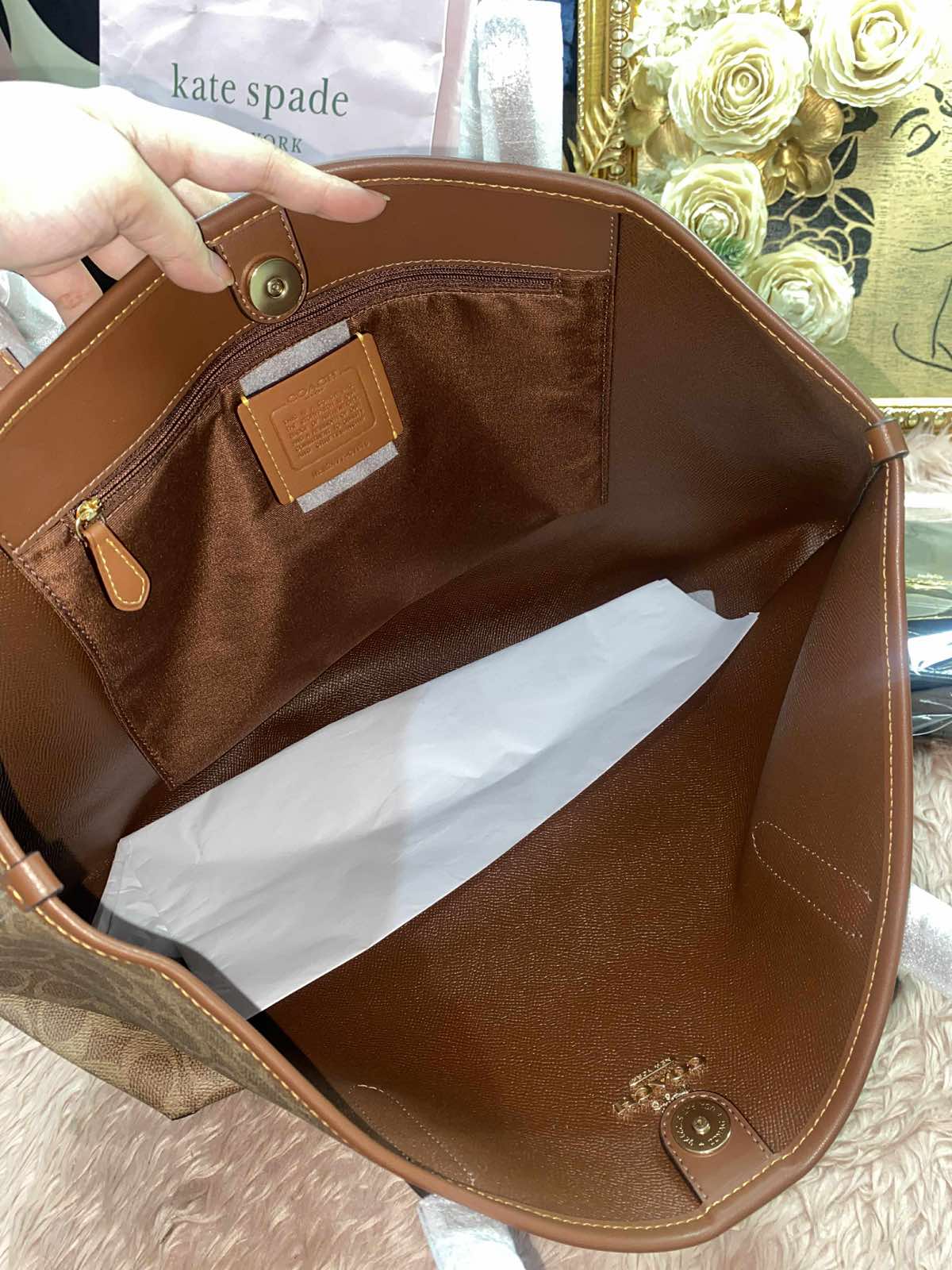 ORIG & IMPORTED Coach City Tote Large Bag In Signature Canvas Khaki Brown