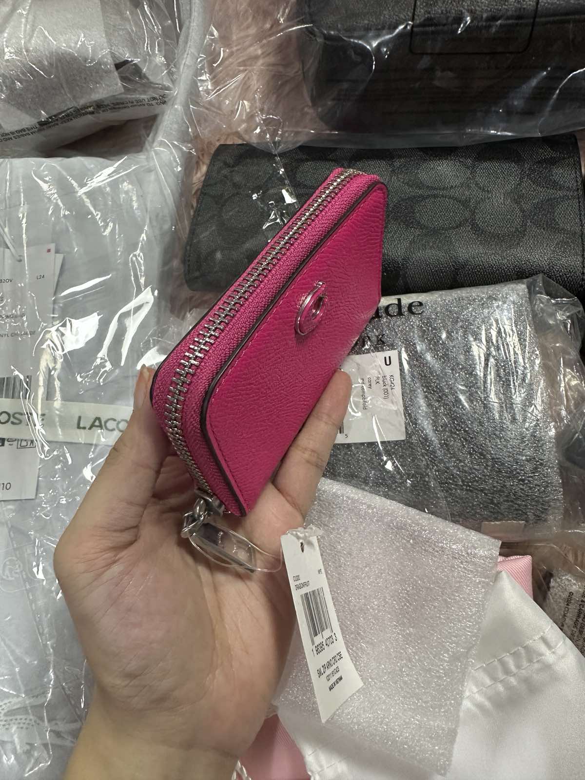 ORIG & IMPORTED Coach Essential Small Zip Around Card Case Wallet in Pink / Blue