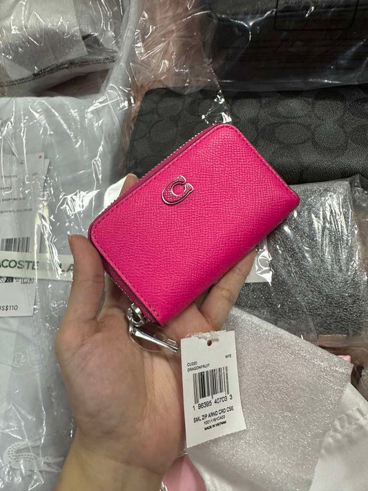ORIG & IMPORTED Coach Essential Small Zip Around Card Case Wallet in Pink / Blue