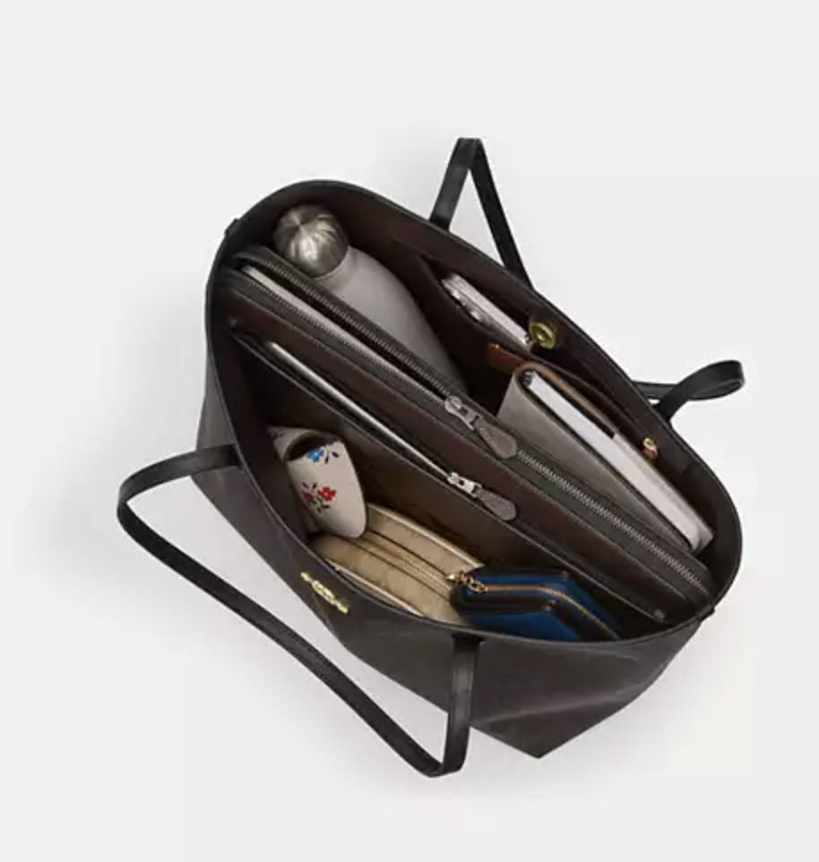 ORIG & IMPORTED Coach City Tote Large Bag In Signature Canvas Khaki Brown