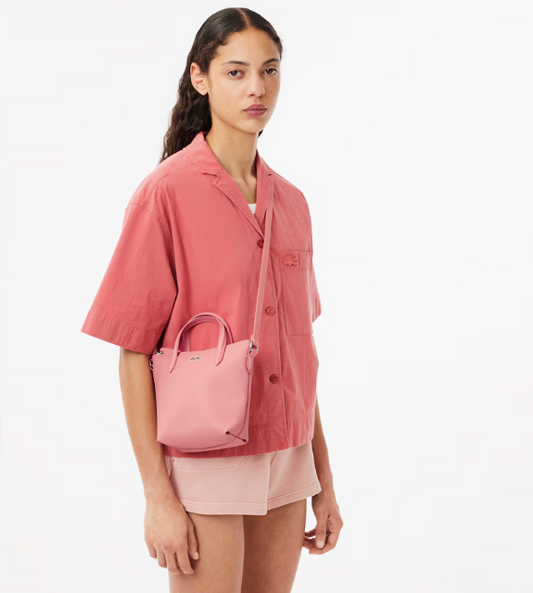 AUTHENTIC/ORIGINAL Lacoste L.12.12 Concept Petit Canvas Mini Zip Tote Bag Pink