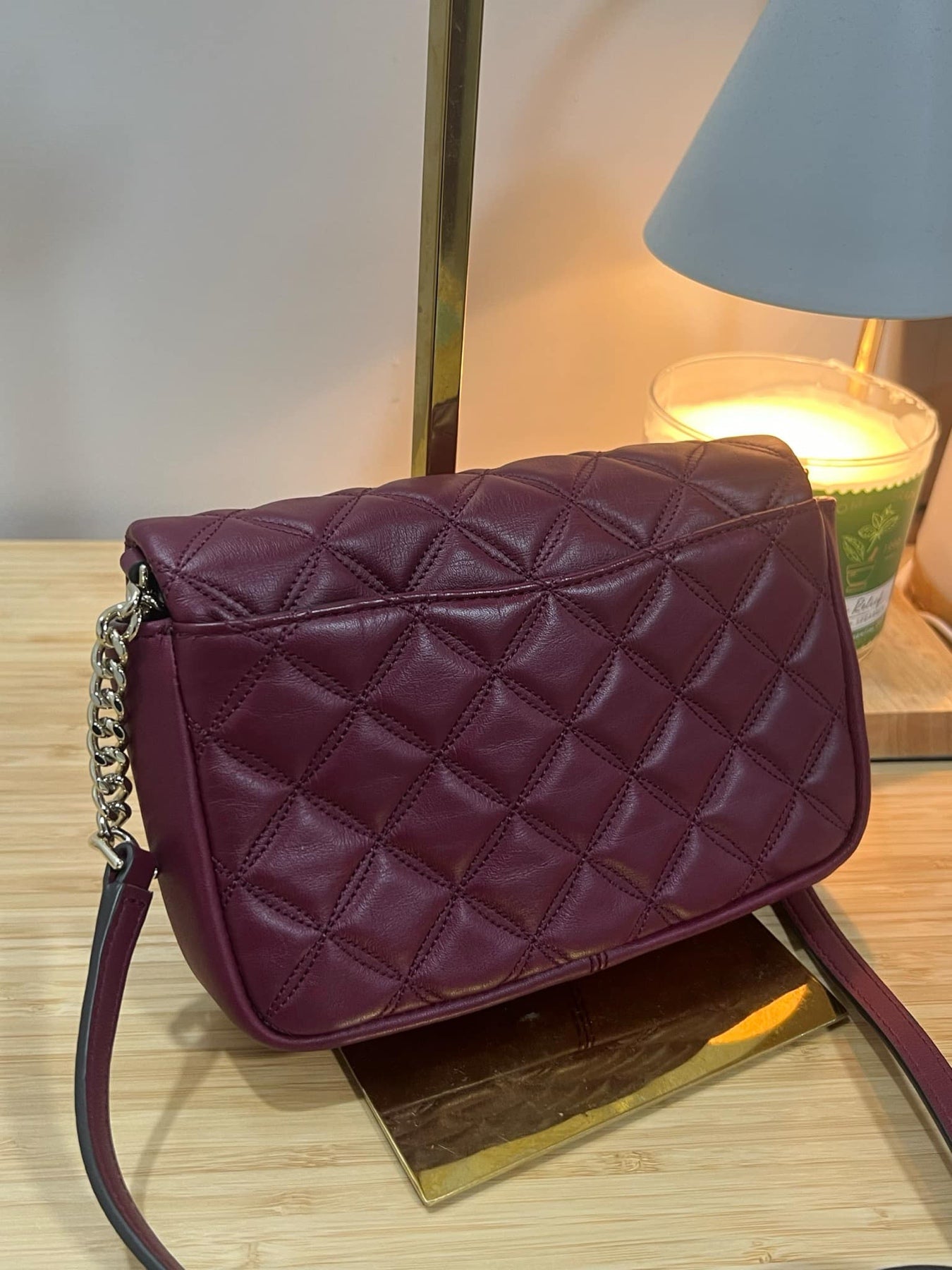 AUTHENTIC/ORIGINAL Preloved KateSpade KS Burgundy Maroon Quilted Natalia Flap Crossbody Small Bag