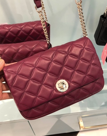 AUTHENTIC/ORIGINAL Preloved KateSpade KS Burgundy Maroon Quilted Natalia Flap Crossbody Small Bag