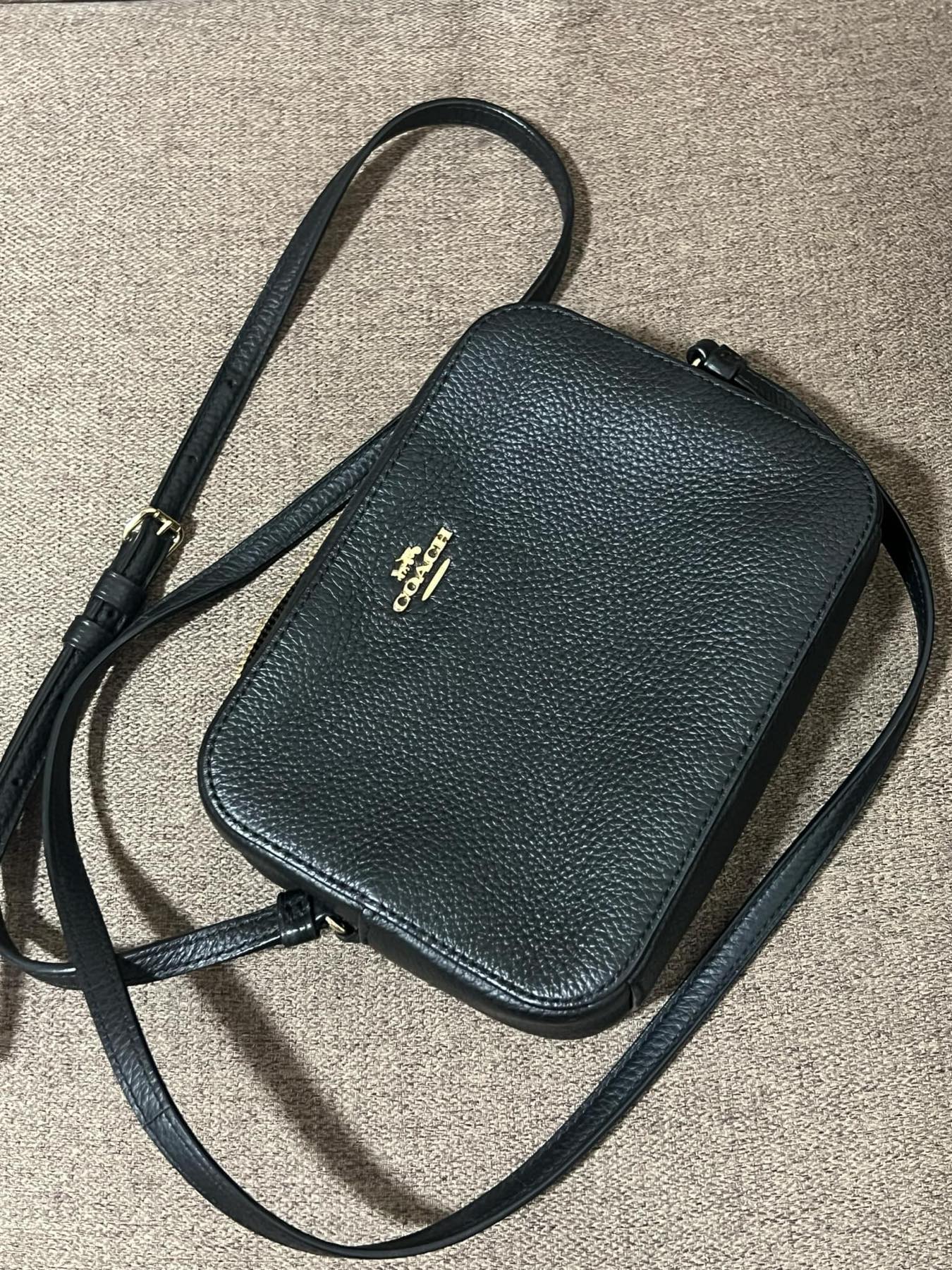 AUTHENTIC/ORIGINAL Preloved Coach Mini Camera Bag in Pebbled Leather Black