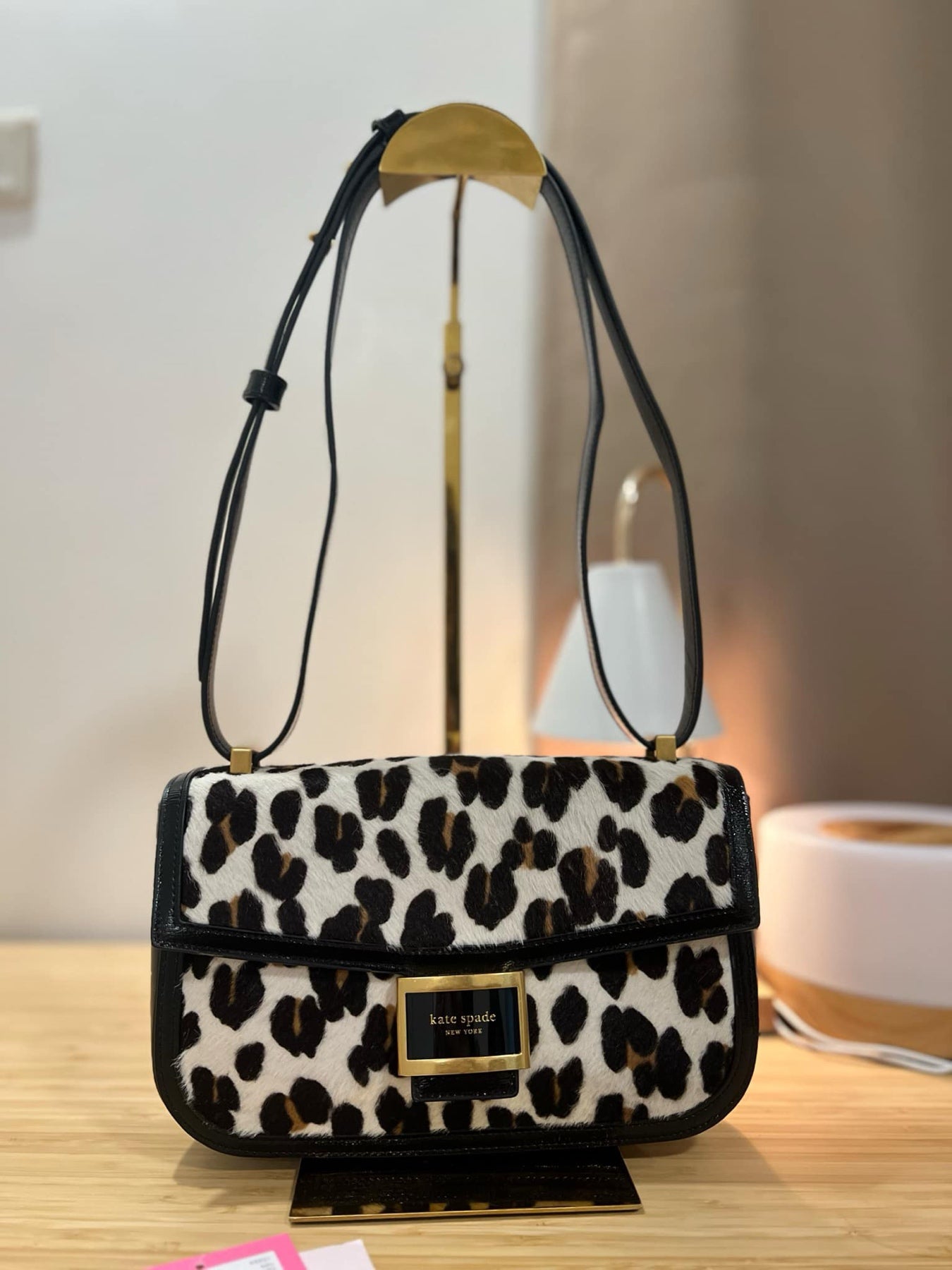 AUTHENTIC/ORIGINAL Preloved Retail KateSpade KS Katy Leopard Medium Convertible Shoulder Bag